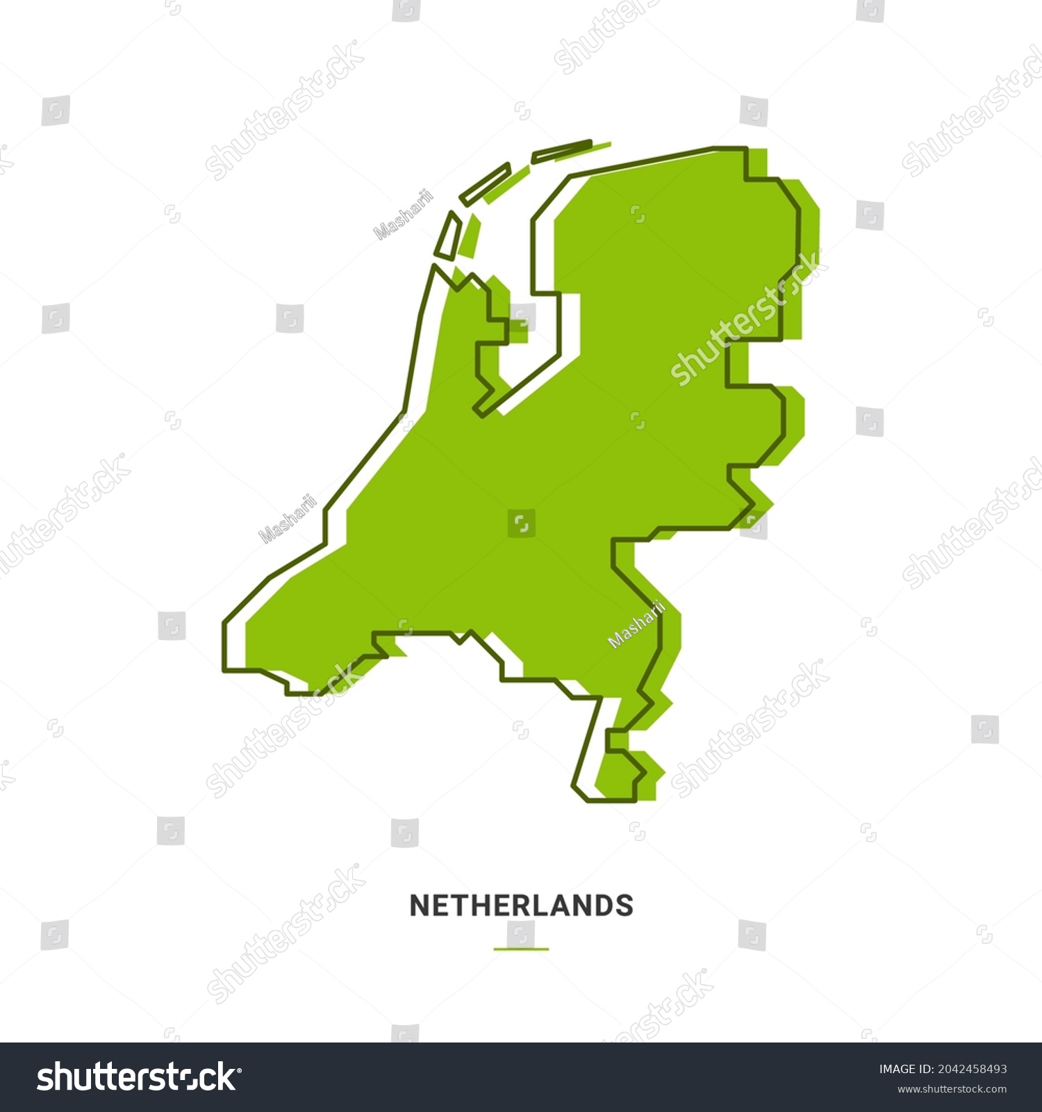 Netherlands Outline Map Green Colour Modern Stock Vector Royalty Free   Stock Vector Netherlands Outline Map With Green Colour Modern Simple Line Cartoon Design Eps Vector 2042458493 