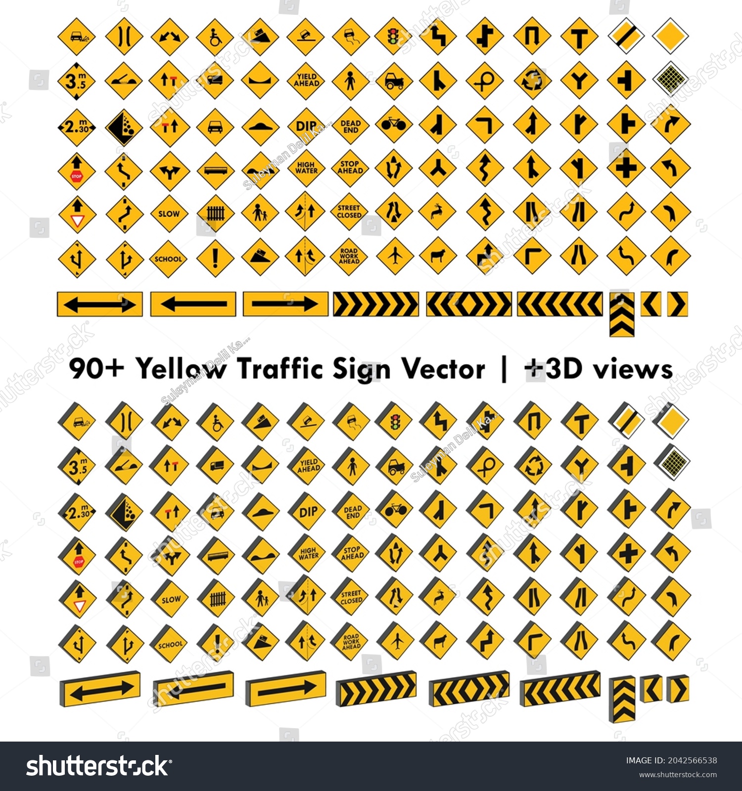 All Yellow Traffic Signs Vector Set Stock Vector (Royalty Free ...