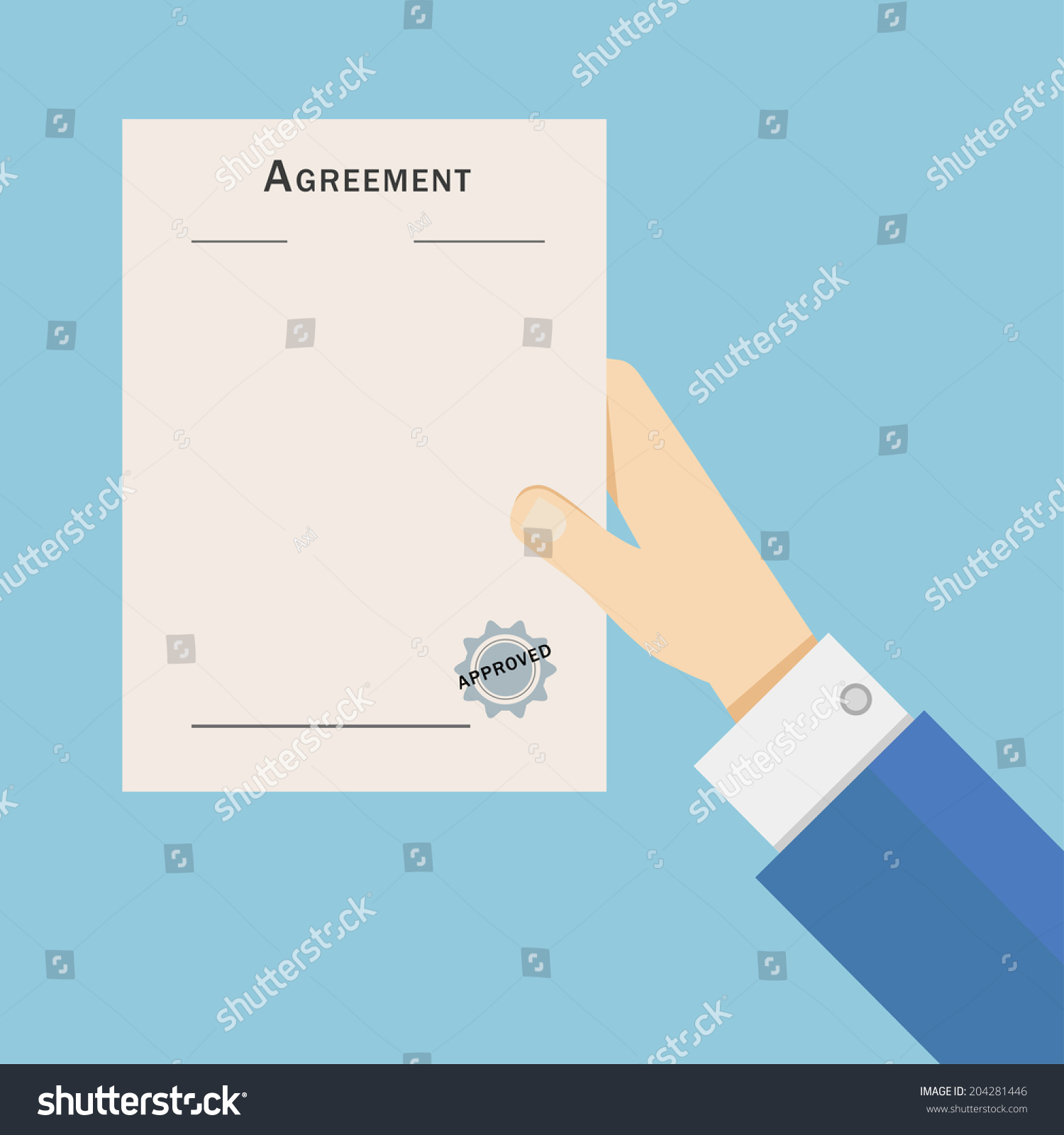 Vector Illustration Hand Holding Agreement Contract Stock Vector ...