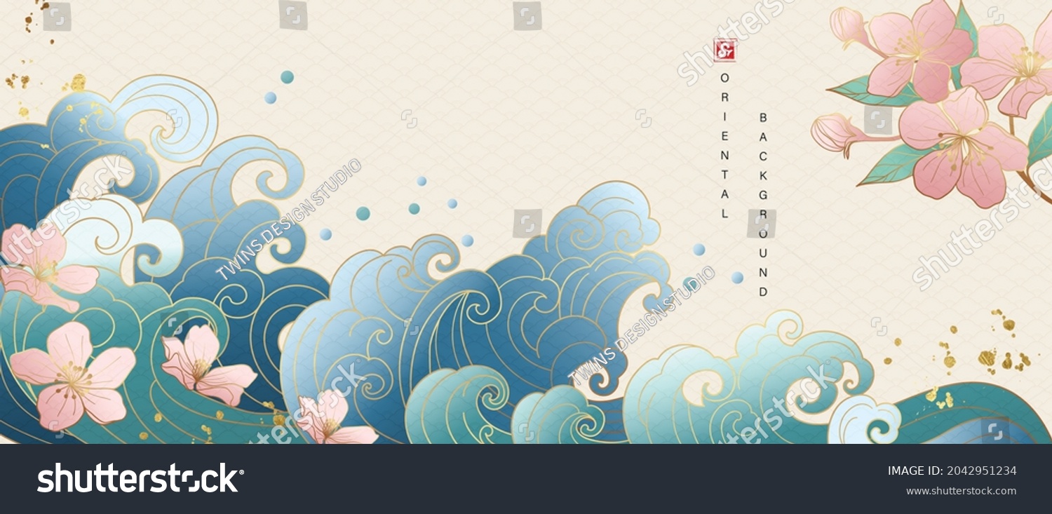 Wallpaper Design Flower Ocean Wave Luxury Stock Vector (Royalty Free ...