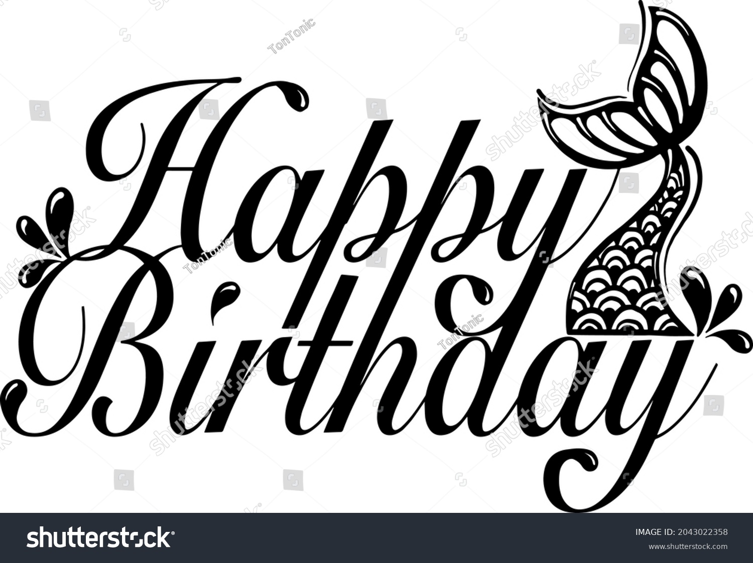 Happy Birthday Cake Topper Svg Free Mermaid Birthday Cake Topper Svg Mermaid Stock Vector (Royalty Free)  2043022358 | Shutterstock