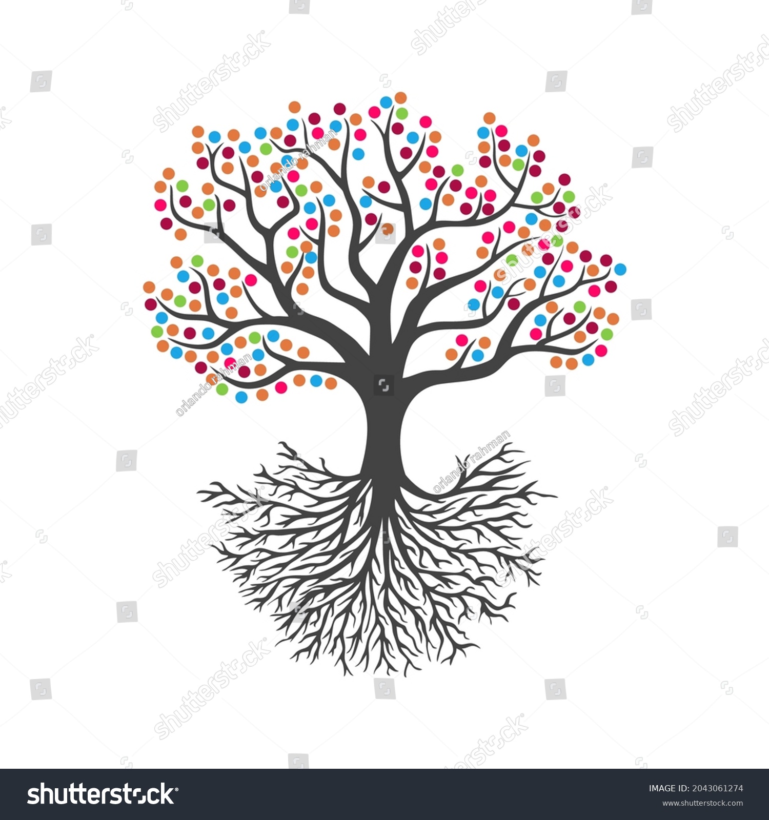 Illustration Rainbow Tree Roots On White Stock Vector (Royalty Free ...