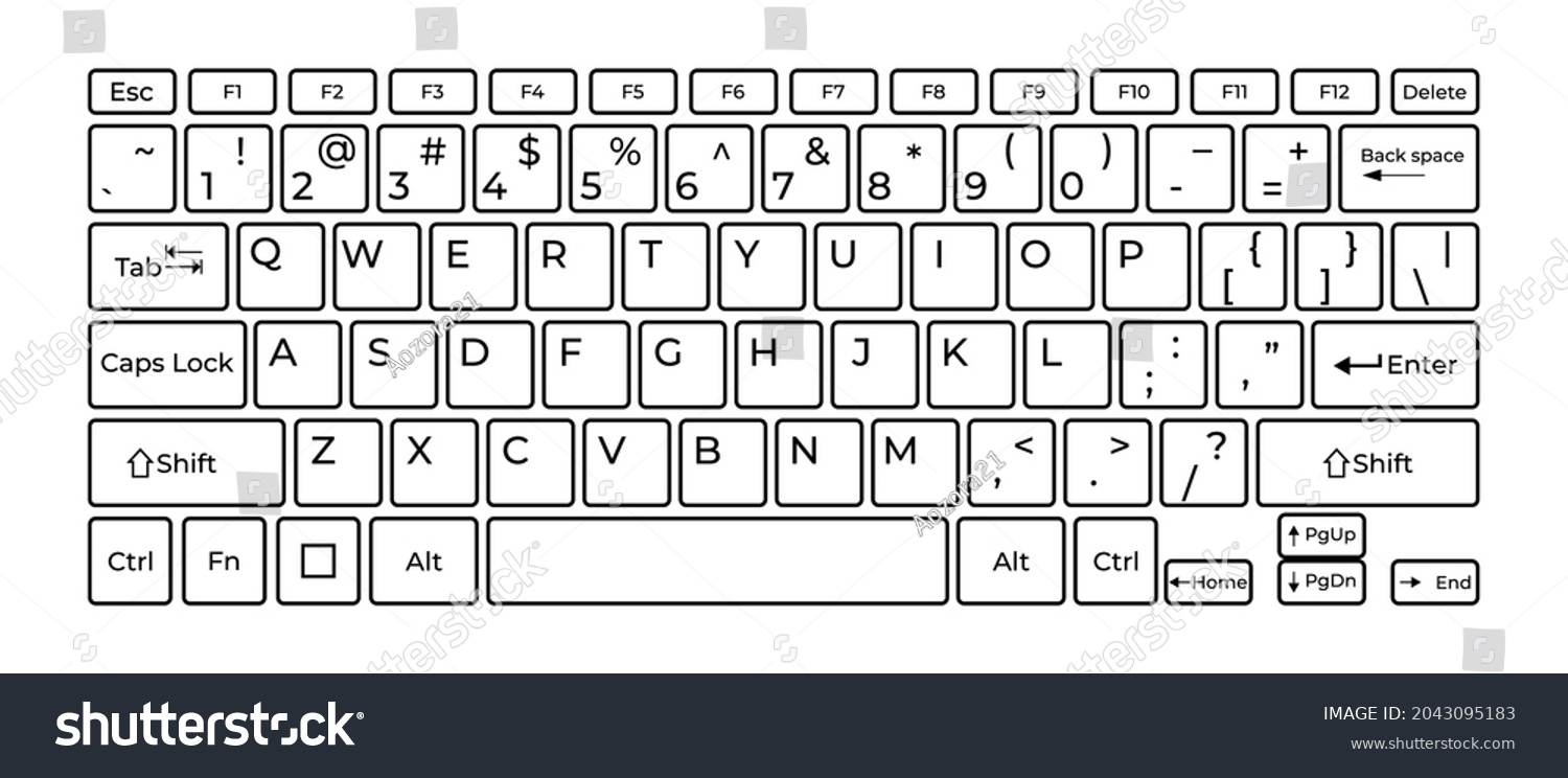 Computer Keyboard Button Layout Template Letters Stock Vector (Royalty ...