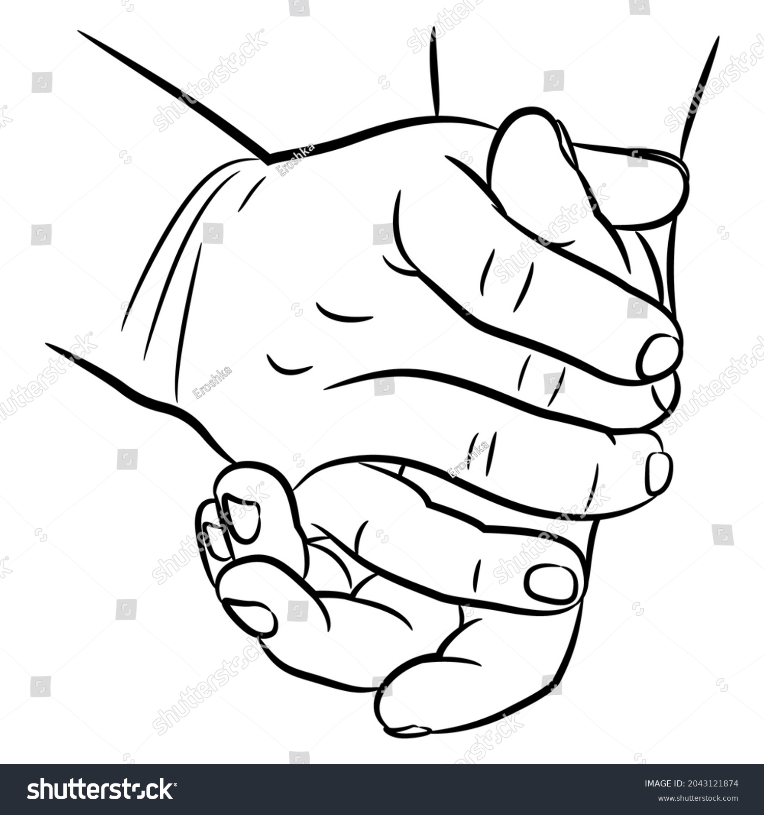 Two Clasped Locked Human Hands Cartoon Stock Vector (Royalty Free ...