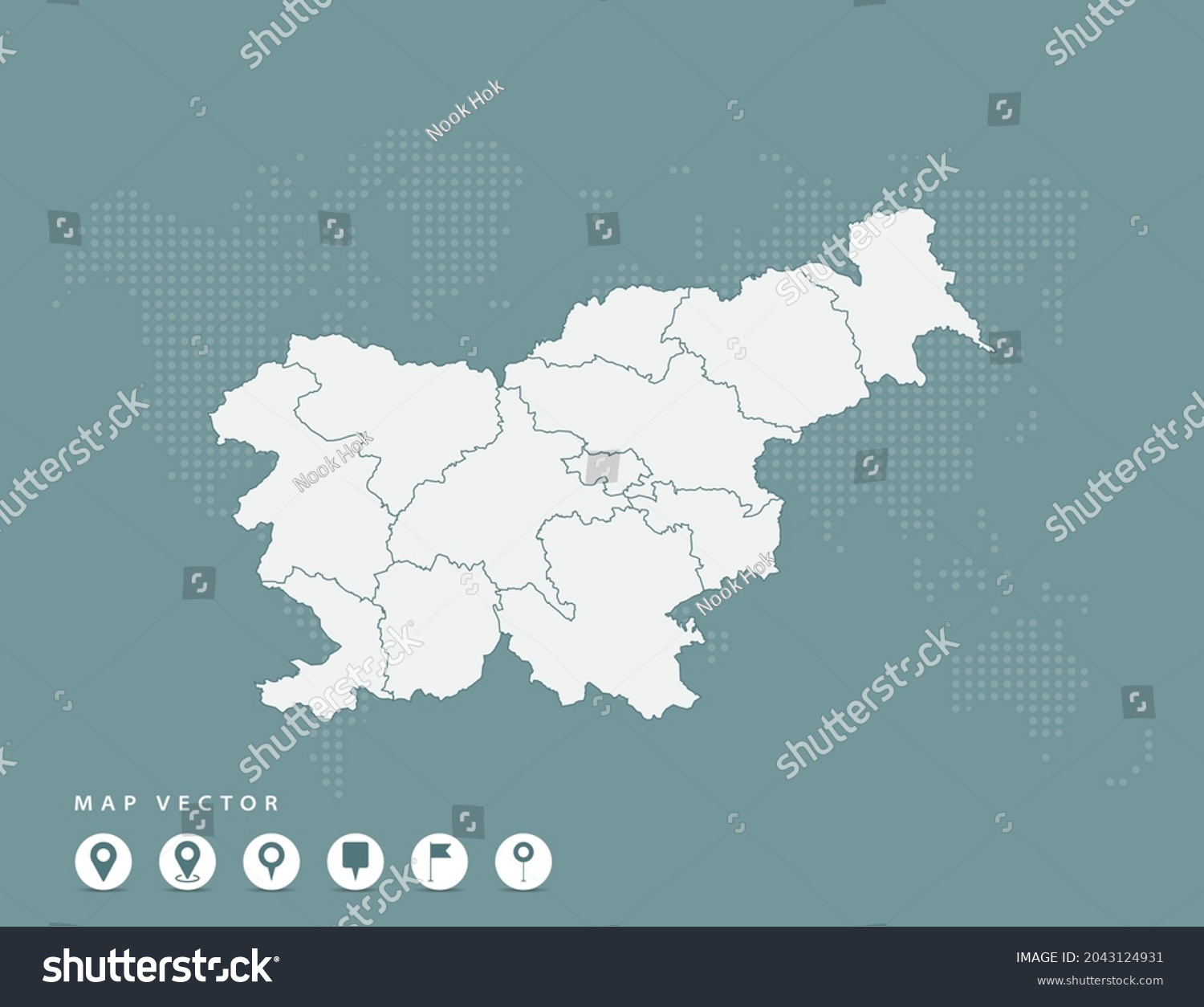 Abstract Green Map Slovenia Vector Stock Vector Royalty Free   Stock Vector Abstract Green Map Of Slovenia Vector 2043124931 