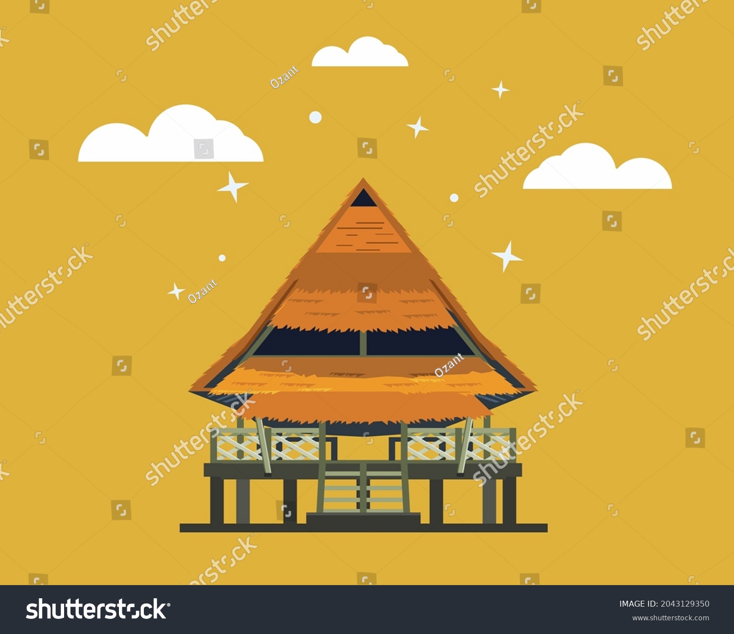 Vector Illustration Baileo House Traditional House Stock Vector ...