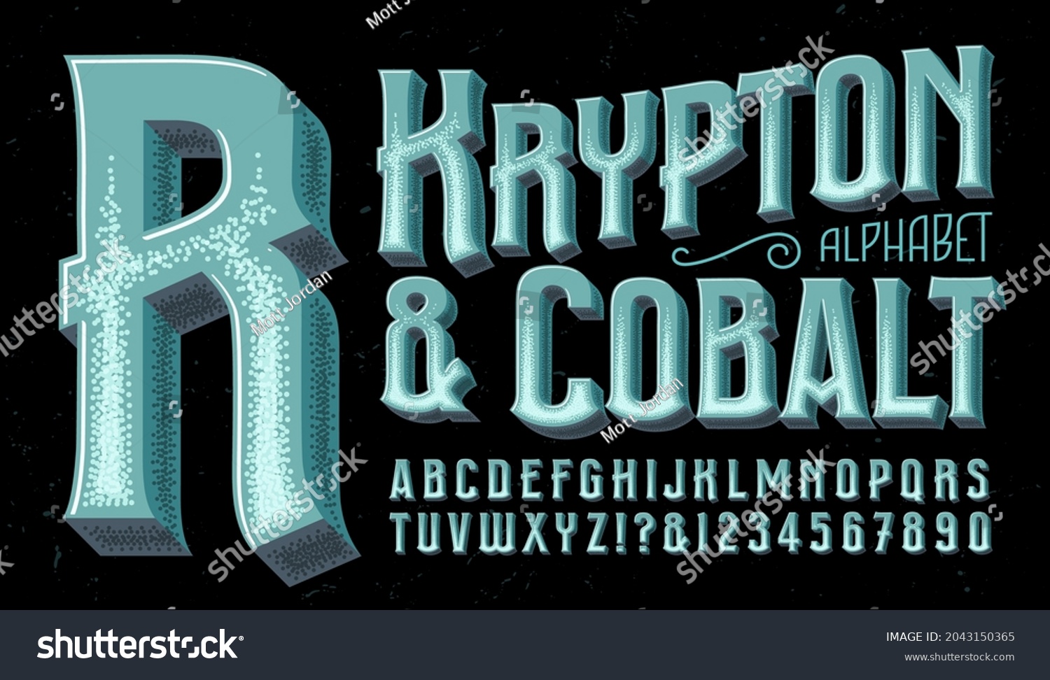 Krypton Cobalt Ornate Capitals Alphabet Teal Stock Vector (Royalty Free ...