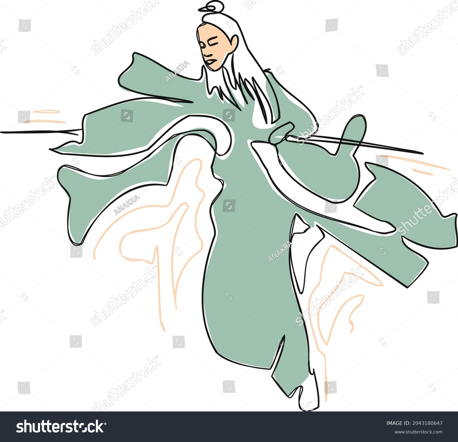 Master Kung Fu Line Art Vector Stock Vector (Royalty Free) 2043180647 ...