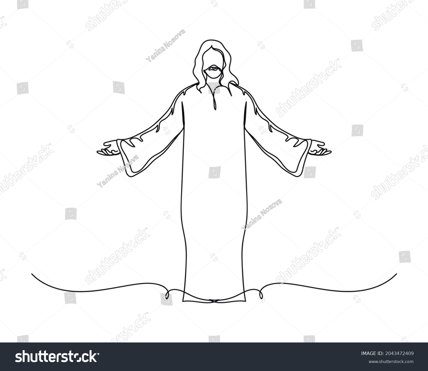 Continuous One Line Drawing Jesus Christ Stock Vector (Royalty Free ...