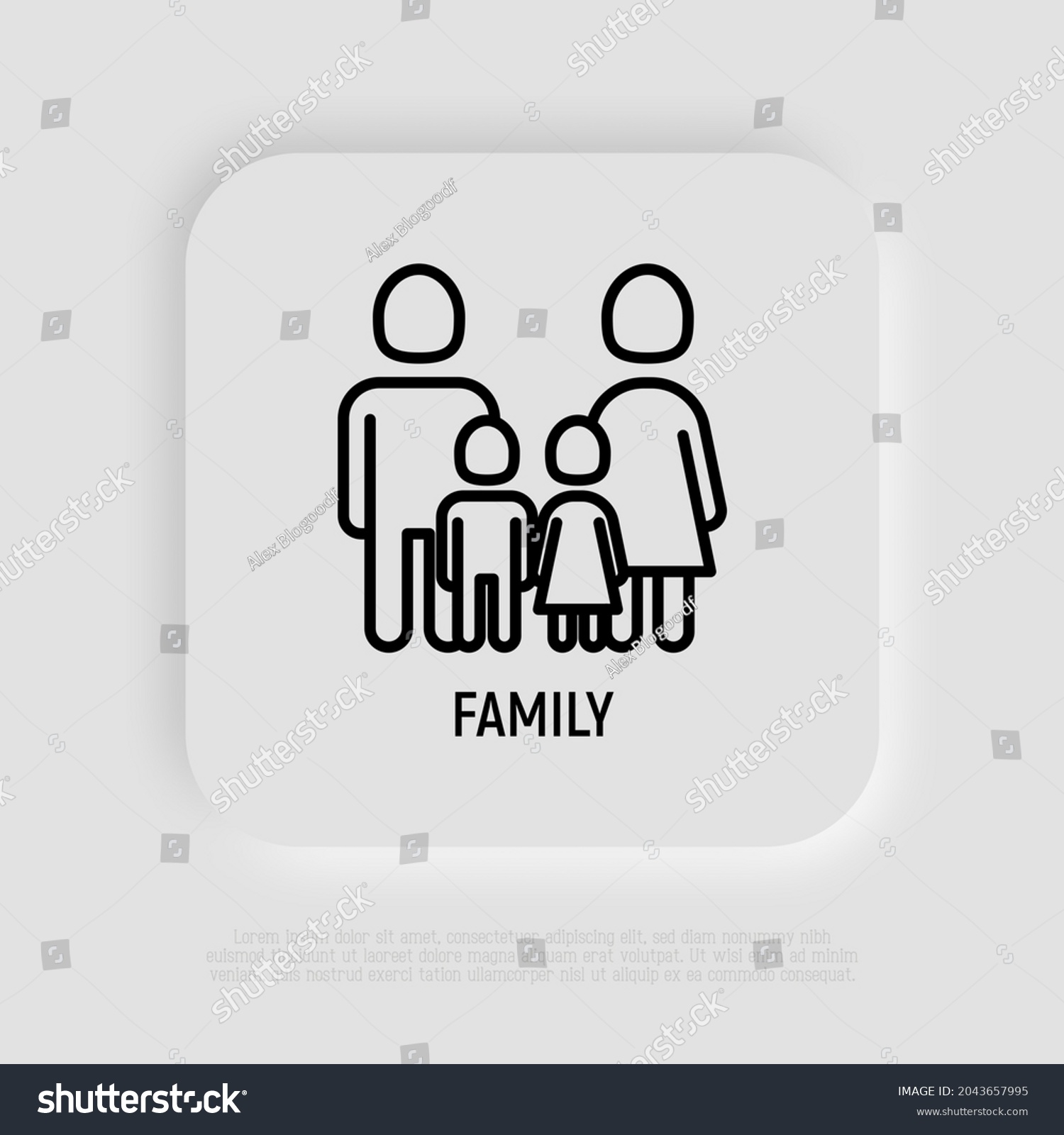 Silhouette Family Man Woman Two Children Stock Vector (Royalty Free ...