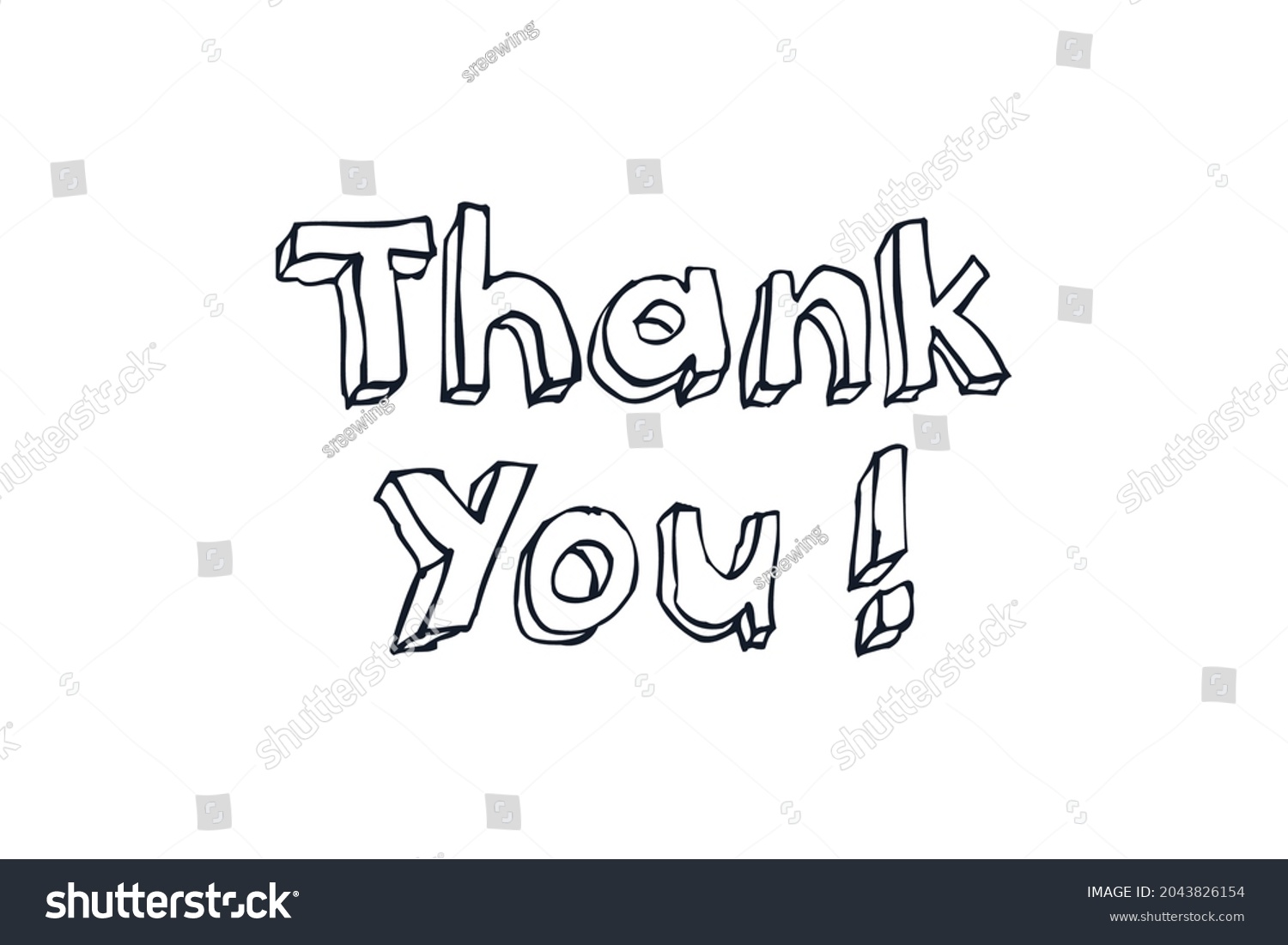 Thank You Text Hand Drawn Black Stock Vector (Royalty Free) 2043826154 ...