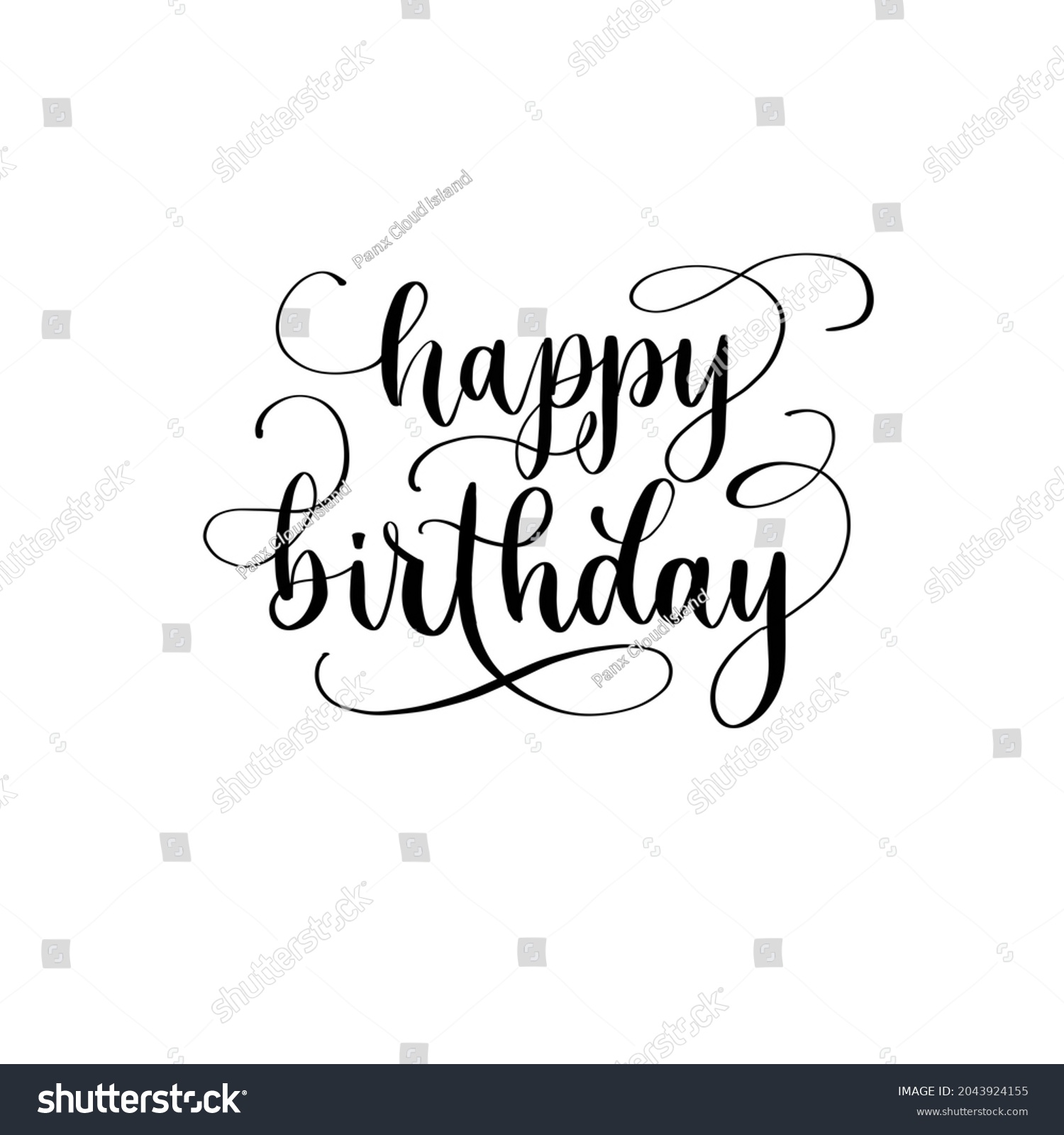 Happy Birthday Hand Lettering Calligraphy Stock Illustration 2043924155 ...