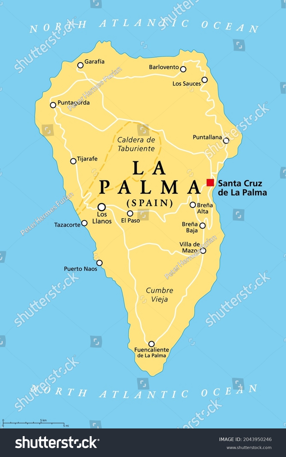 La Palma Island Political Map Capital Stock Vector (Royalty Free ...