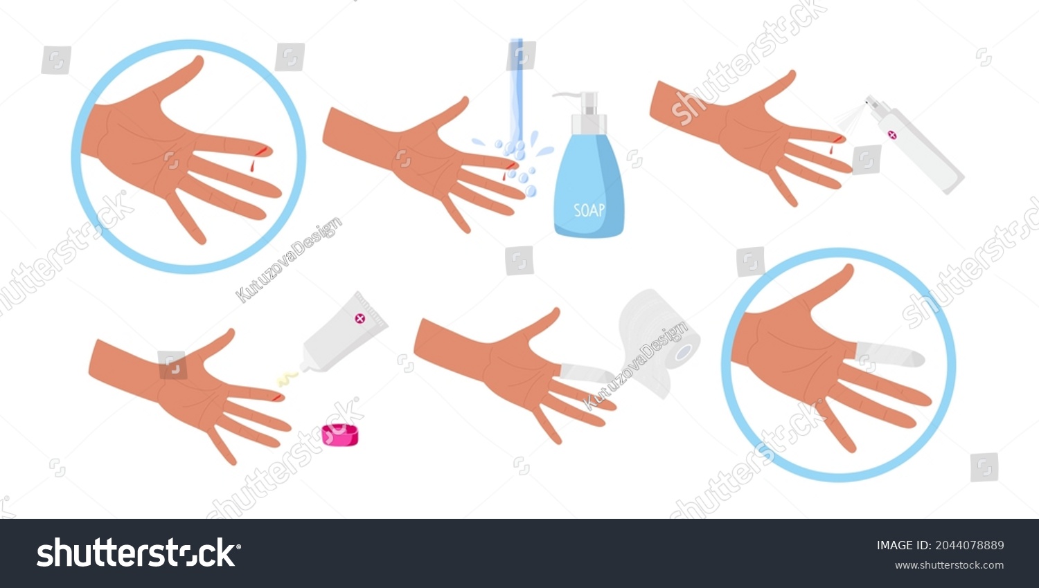 Physical Injury First Aid Cuts Bandaging Stock Vector (Royalty Free
