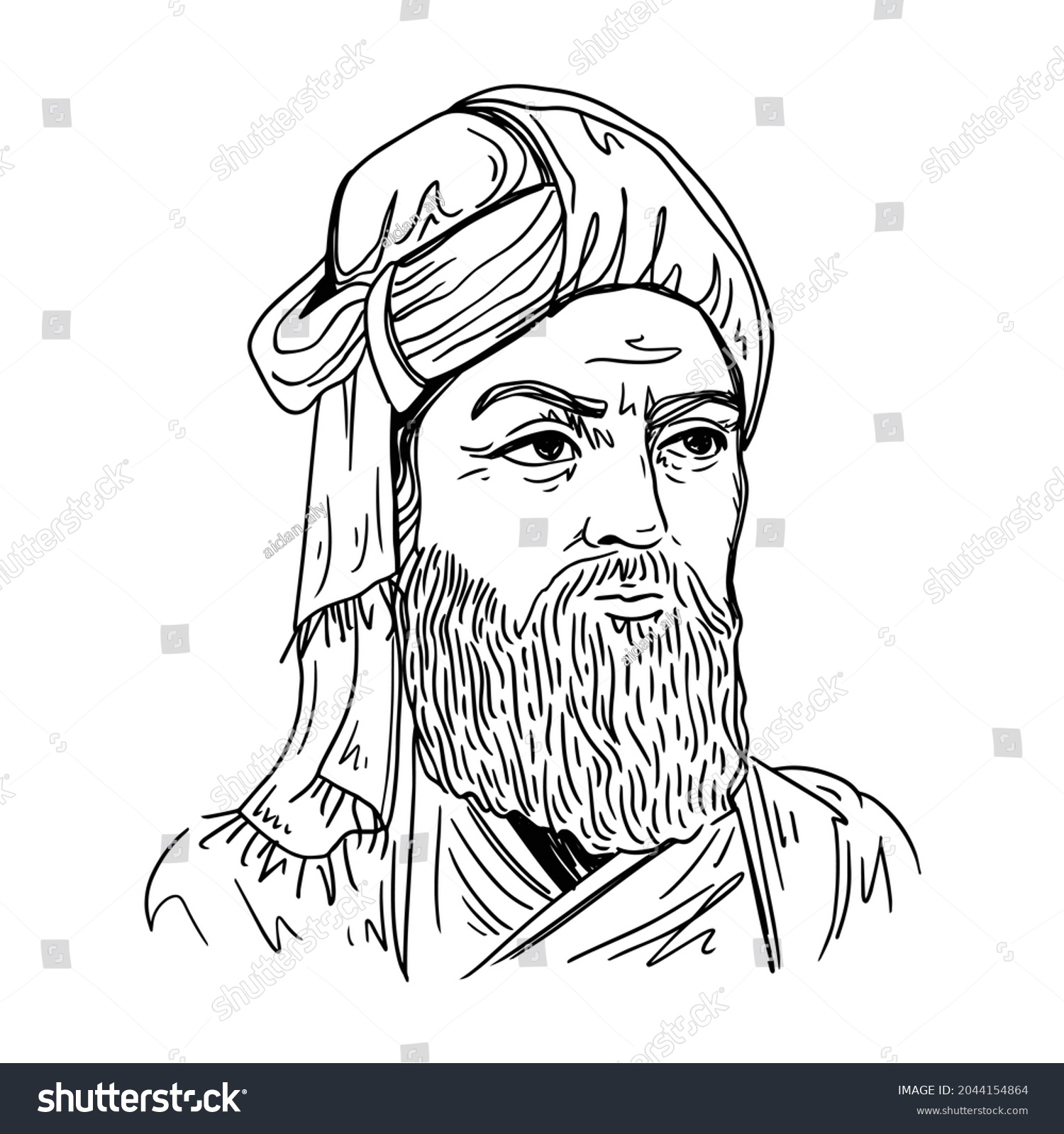 Nizami Ganjavi Nizami Gencevi Portrait Line Stock Vector (Royalty Free ...