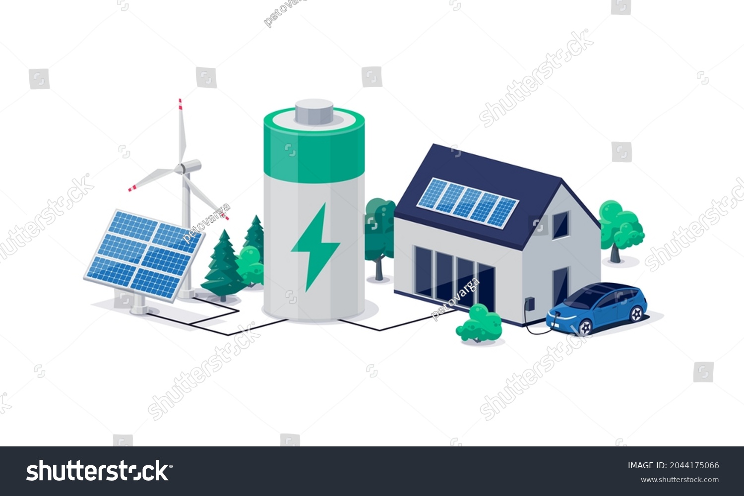 Home Virtual Battery Energy Storage House Stock Vector (Royalty Free ...