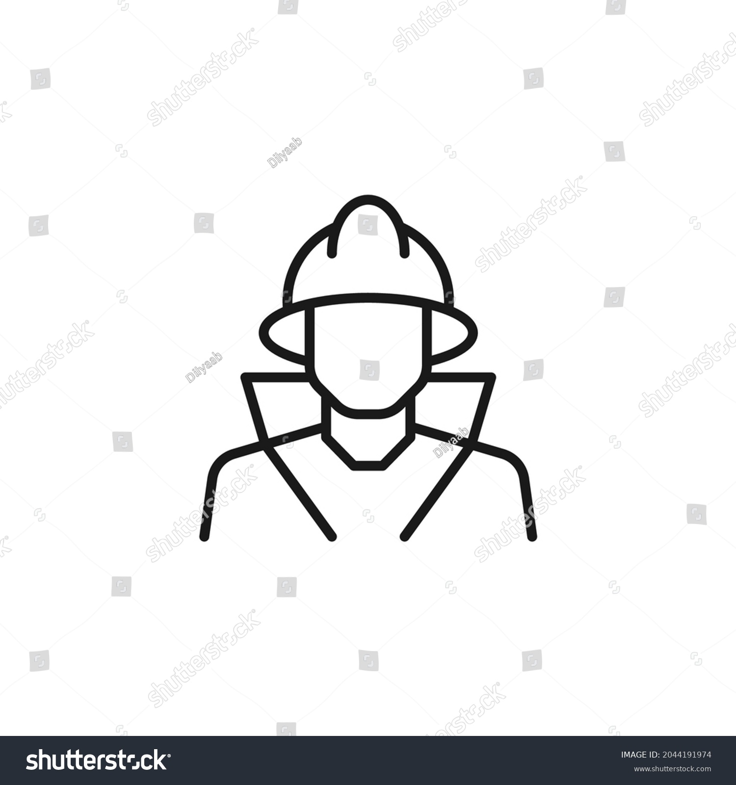 Occupation Profession Fireman Concept Modern Outline Stock Vector ...