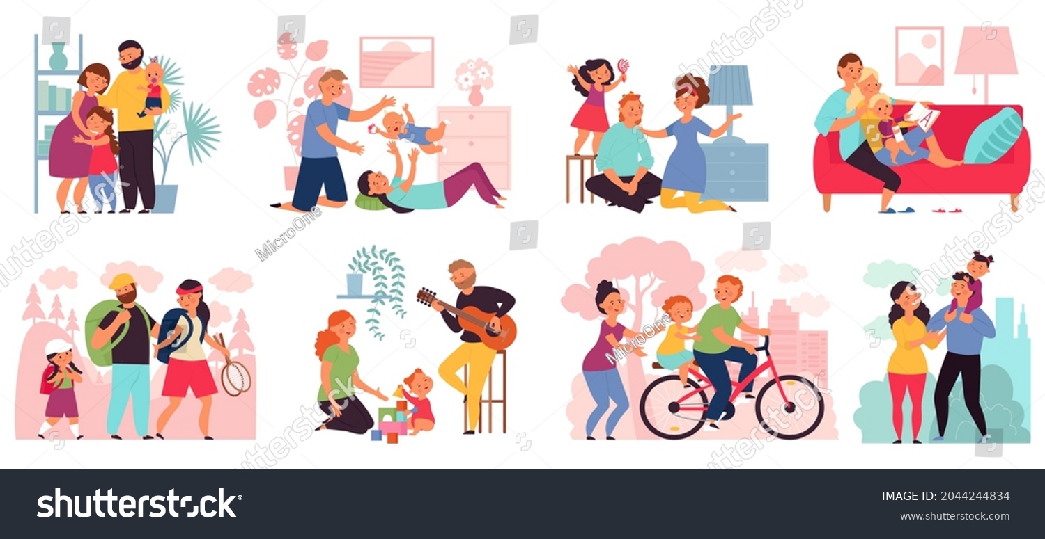 Family Spend Time Together Happy Parents Stock Vector (Royalty Free ...