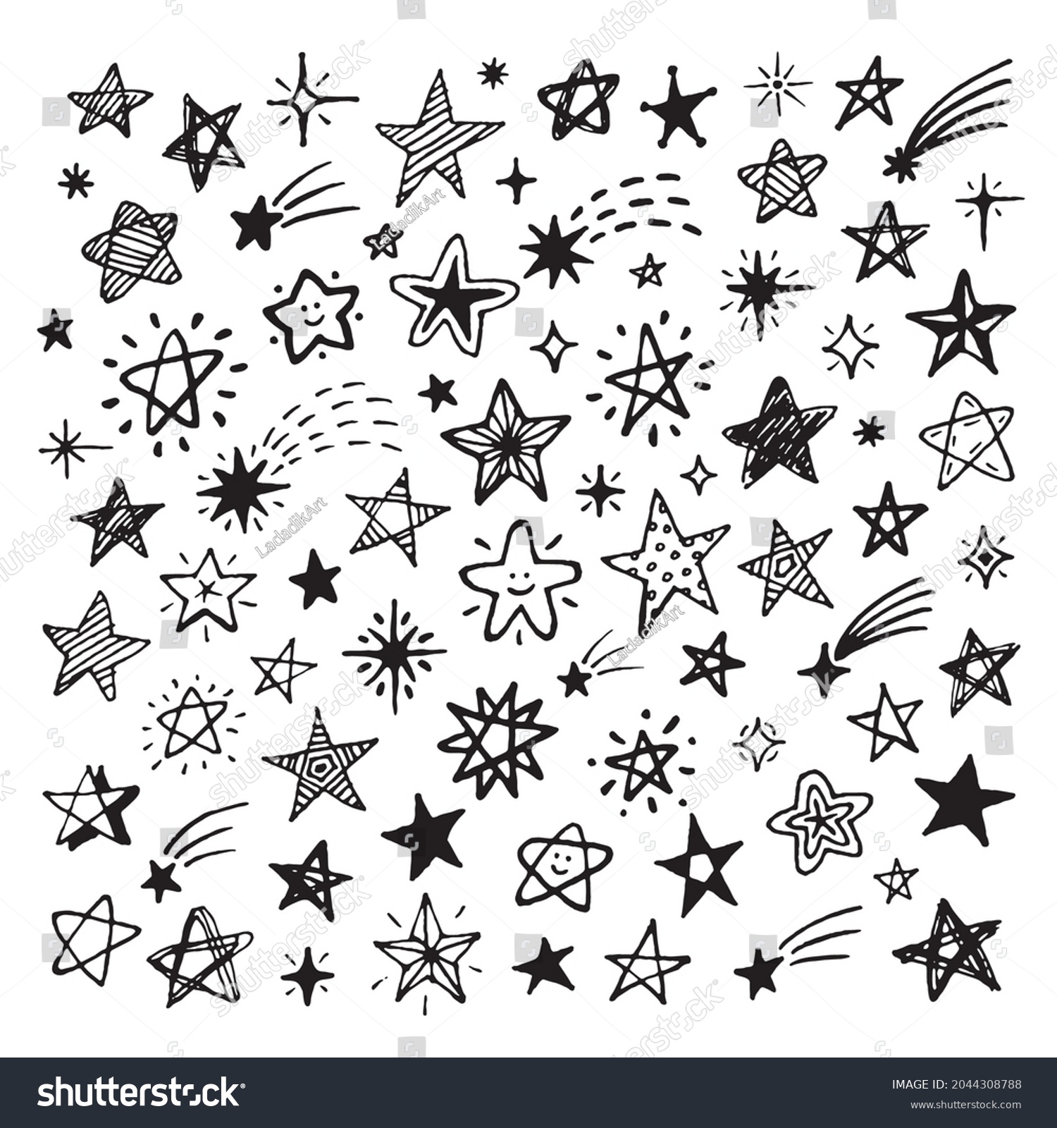 Sketch Stars Collection Hand Drawn Star Stock Vector (Royalty Free ...