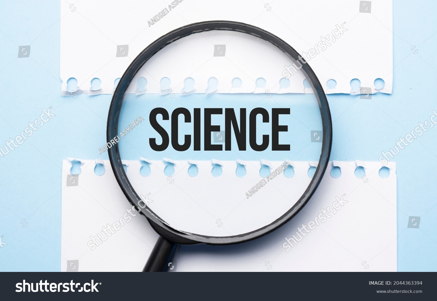 Magnifying Glass Loupe Sign Science Between Stock Photo 2044363394