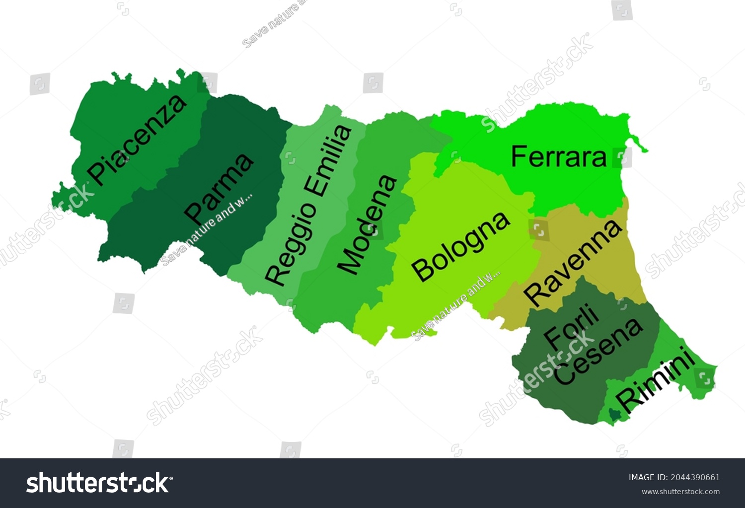 Emilia Romagna Vector Map Silhouette Provinces Stock Vector Royalty Free Shutterstock