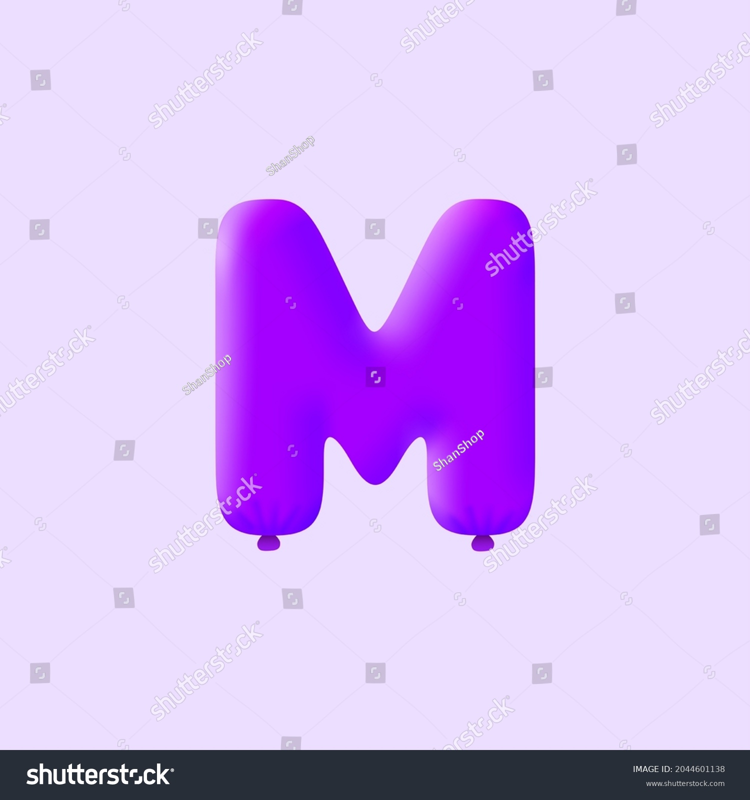 Purple 3d Letters M Balloon Realistic Stock Vector (Royalty Free ...