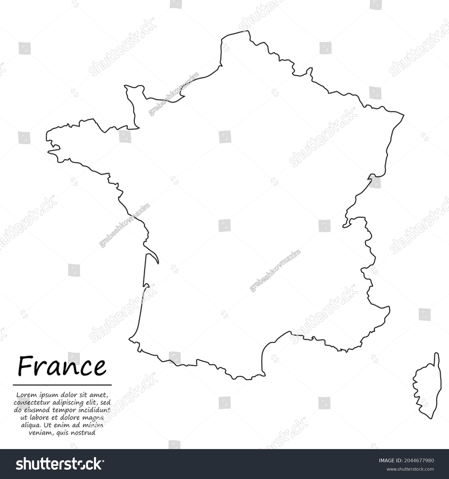 Simple Outline Map France Vector Silhouette Stock Vector (Royalty Free ...