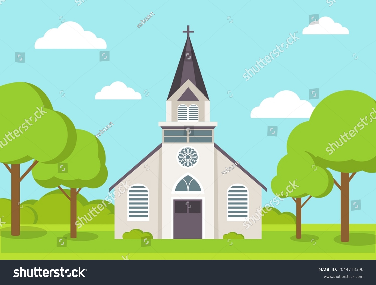 Old Catholic Church Isolated Cartoon Vector Stock Vector (Royalty Free ...