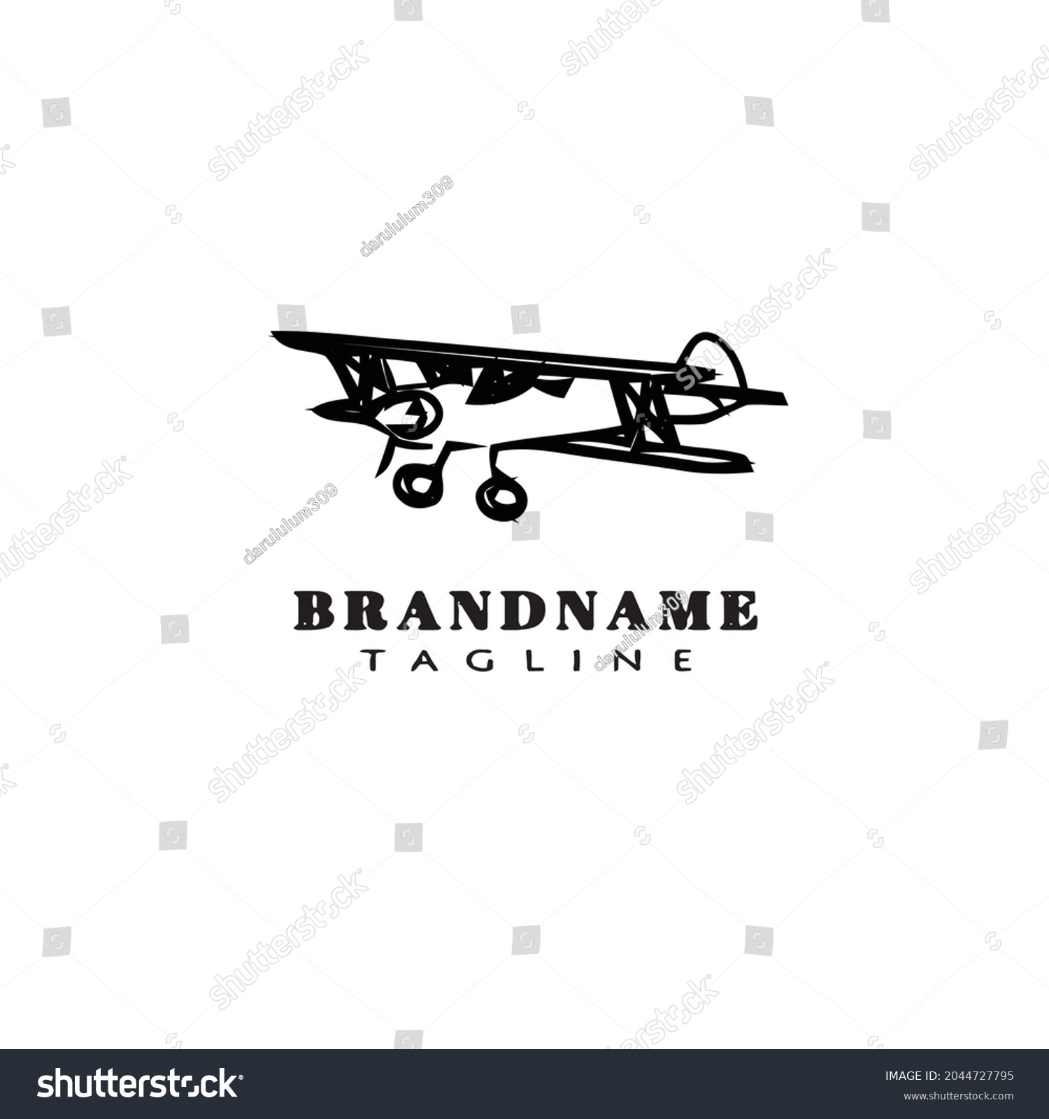 Biplane Logo Icon Design Template Black Stock Vector (Royalty Free ...