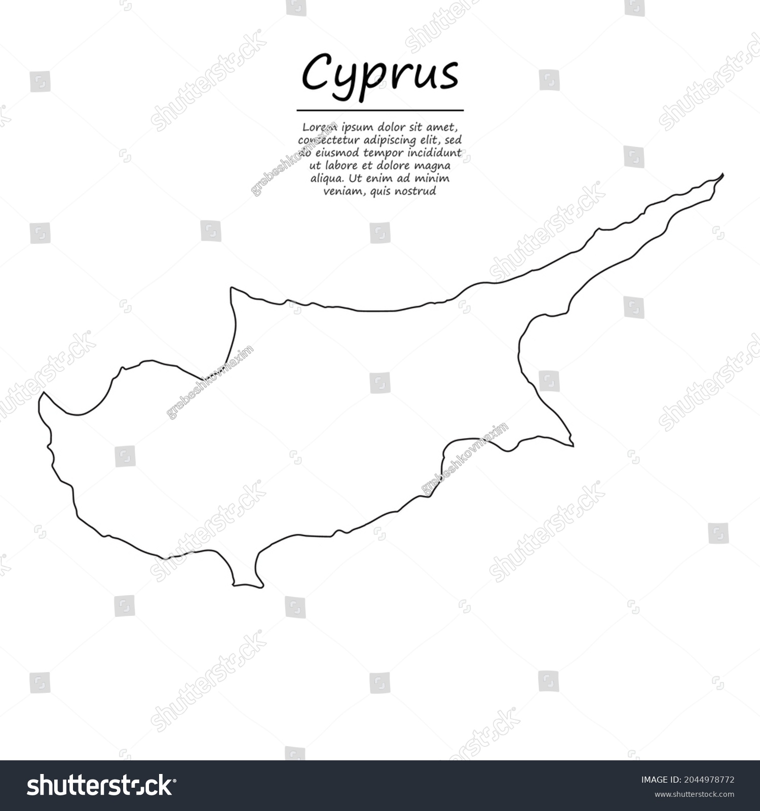 Simple Outline Map Cyprus Vector Silhouette Stock Vector (Royalty Free ...