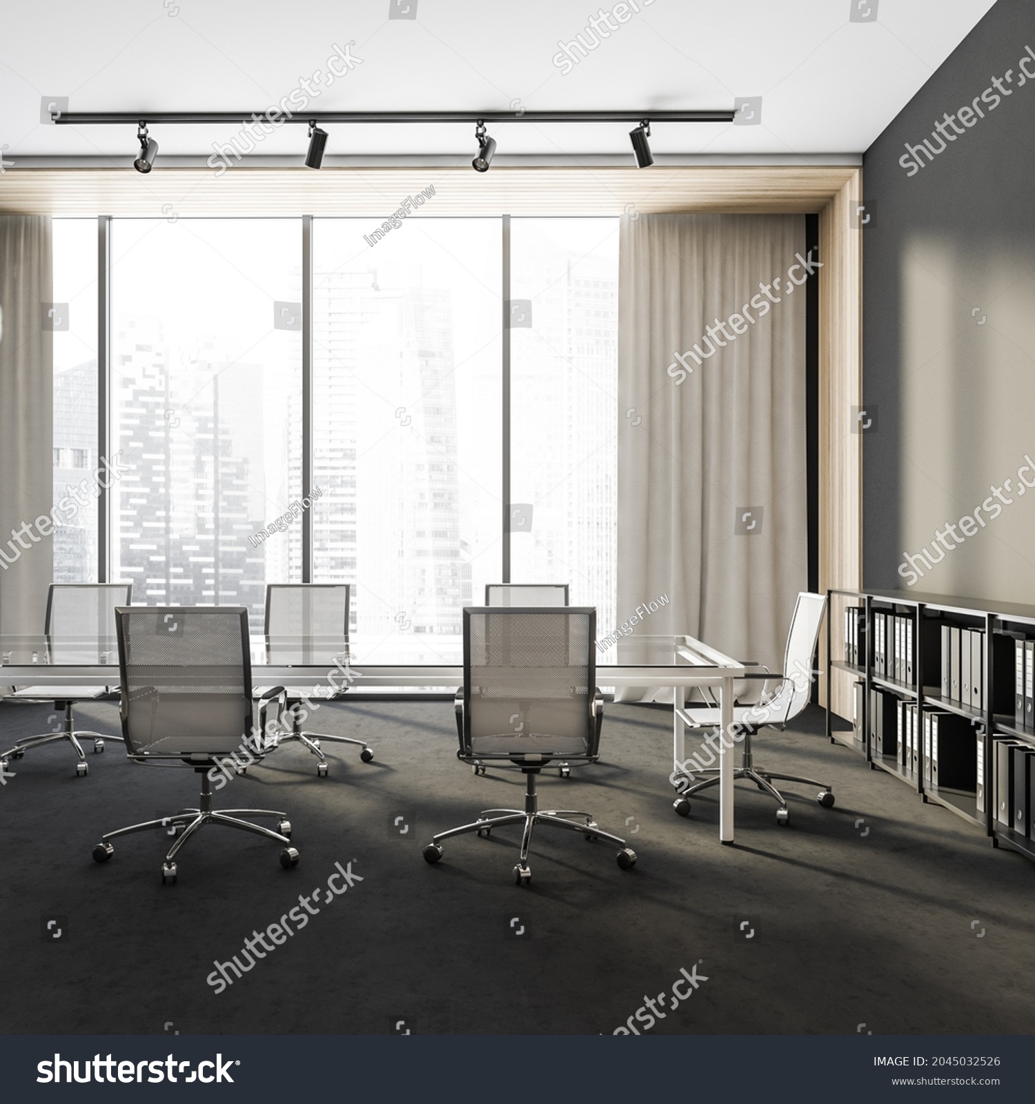 Side View On Dark Office Room Stock Illustration 2045032526 | Shutterstock