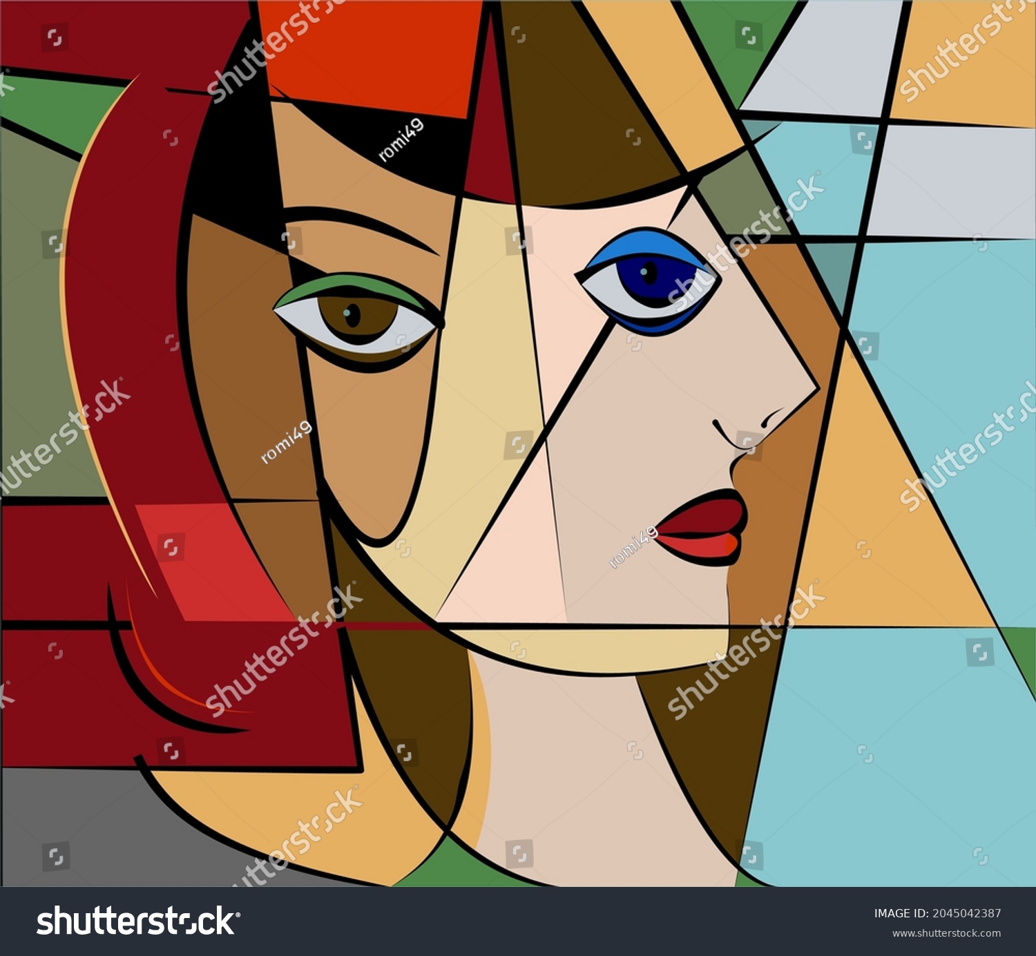 Colorful Background Cubism Art Styleabstract Portrait Stock Vector ...