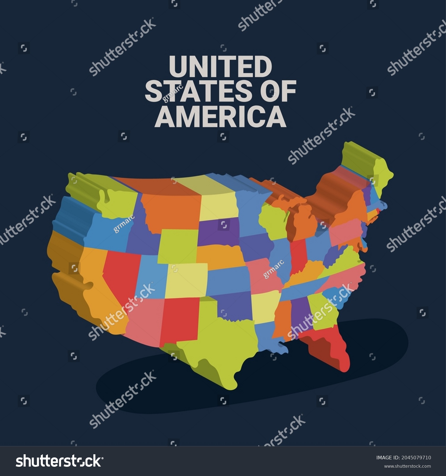 3d Usa Map State Stock Vector Royalty Free 2045079710 Shutterstock 9883