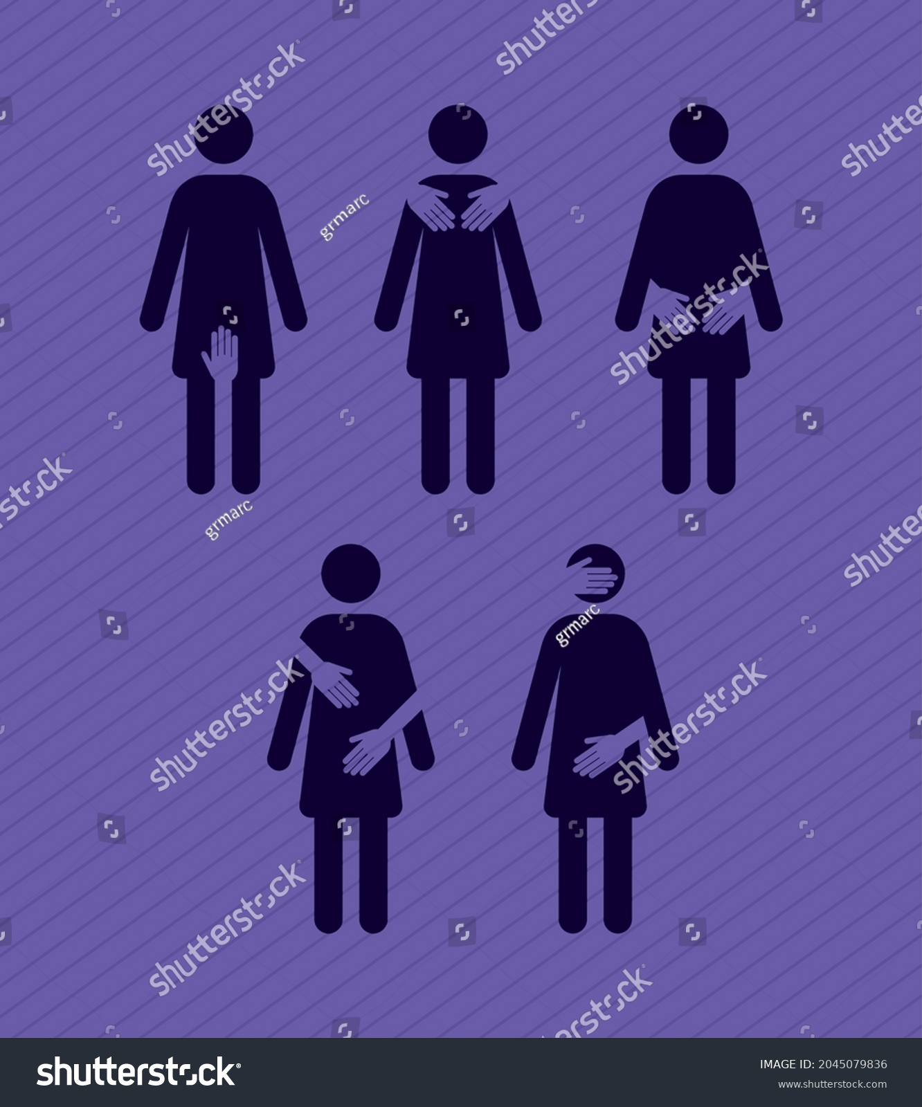 Set Five Sexual Harassment Icons Stock Vector Royalty Free 2045079836 Shutterstock