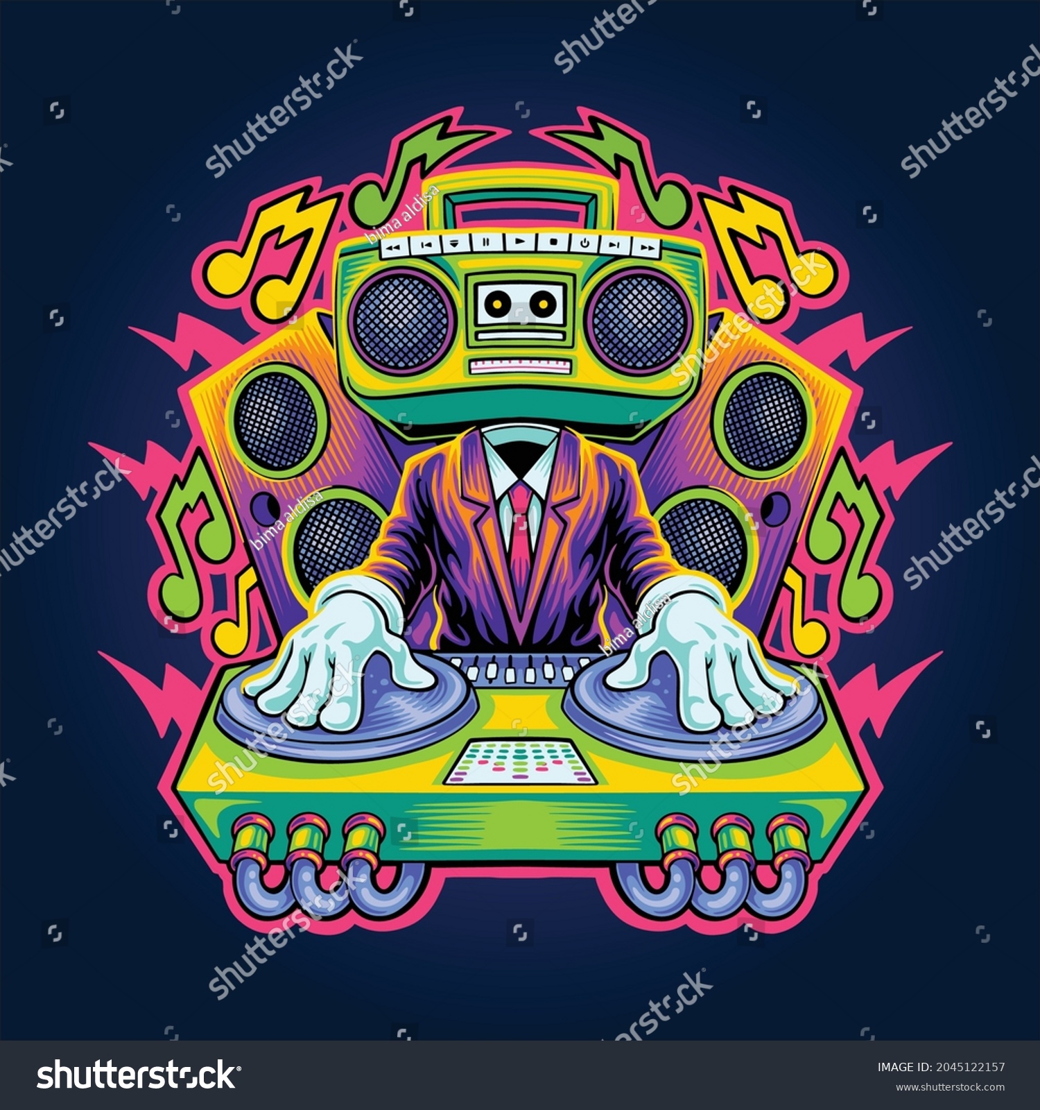 Illustration Dj Electro Music Stock Vector (Royalty Free) 2045122157 ...