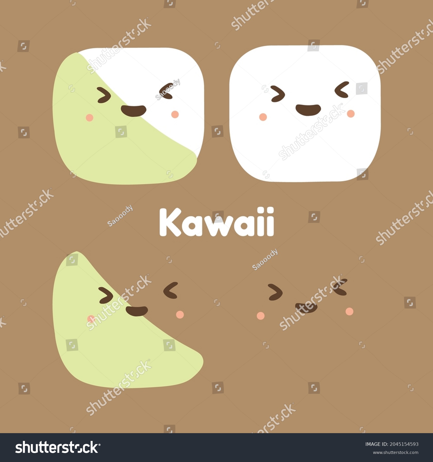 Collection Different Kawaii Emoji Face Designs Stock Vector Royalty