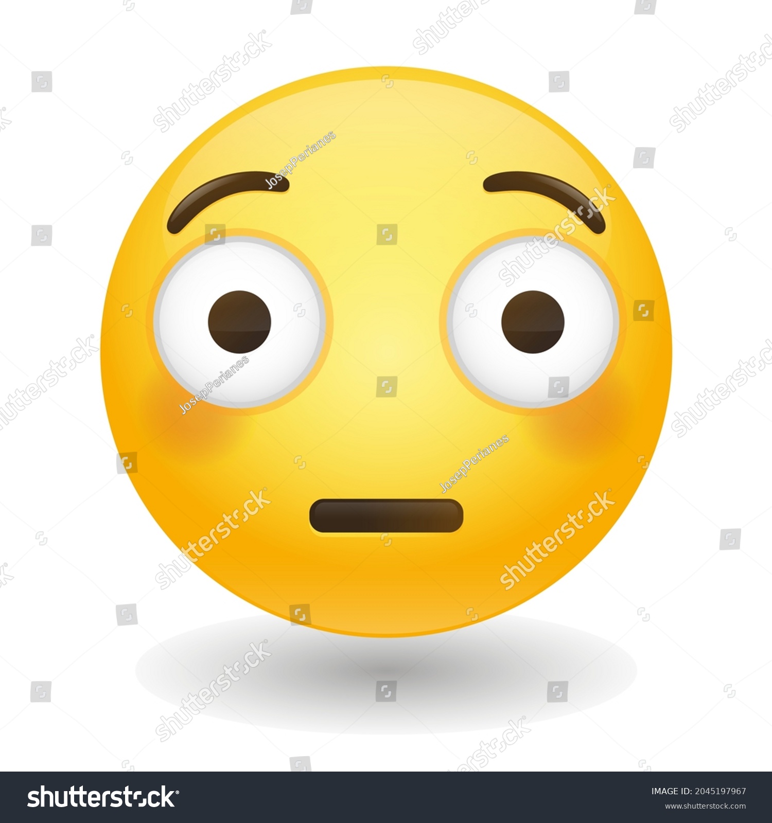 Flushed Emoji Icon Illustration Sign Embarrassed Stock Vector Royalty Free 2045197967