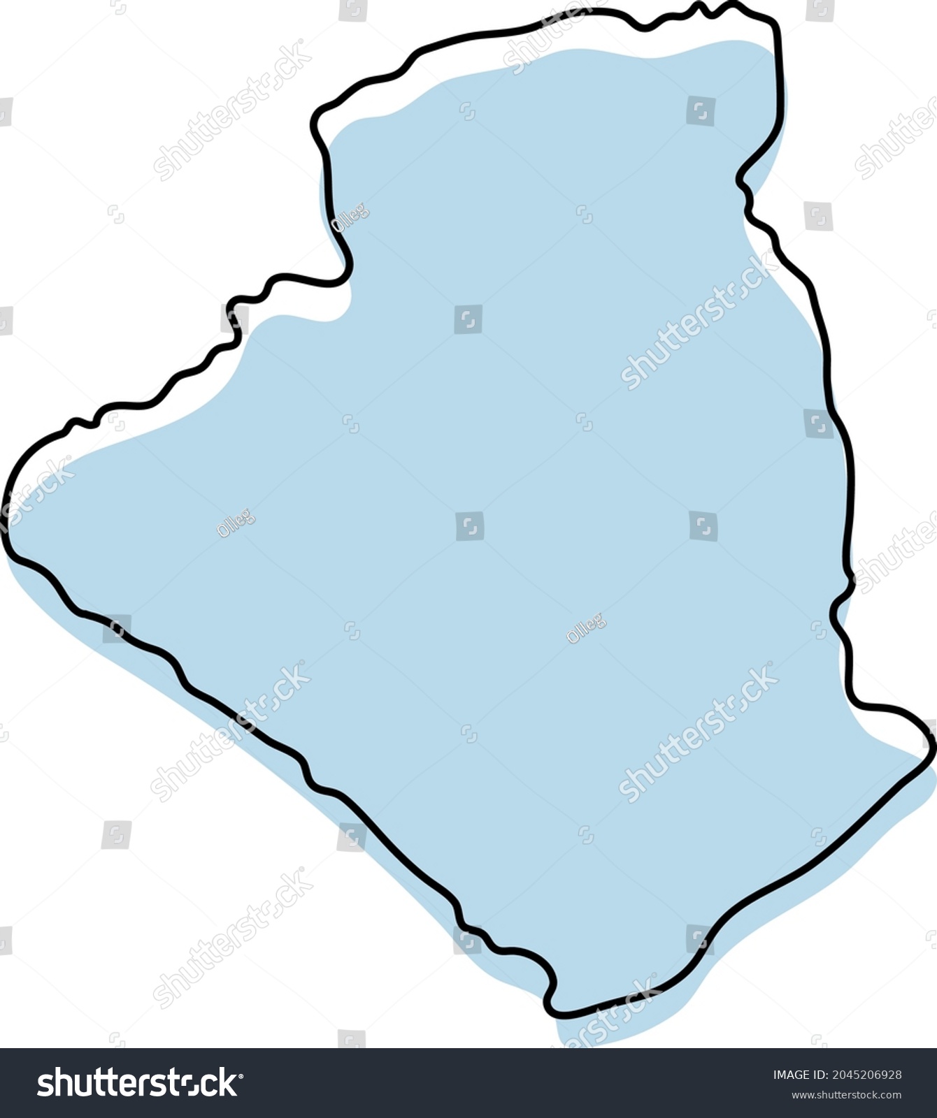 Stylized Simple Outline Map Algeria Icon Stock Vector Royalty Free   Stock Vector Stylized Simple Outline Map Of Algeria Icon Blue Sketch Map Of Algeria Vector Illustration 2045206928 