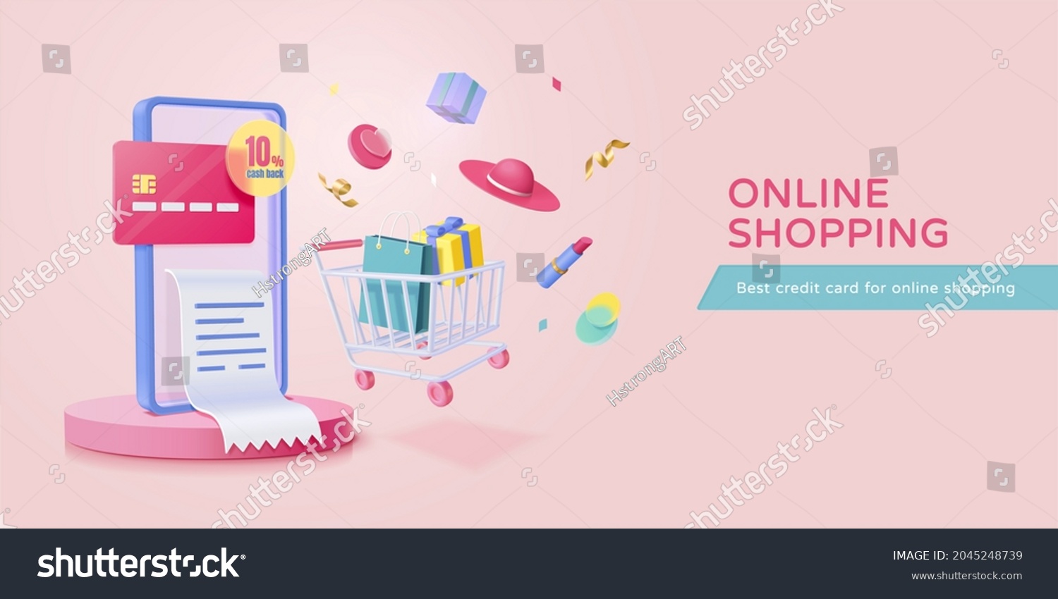 3d Ecommerce Banner Landing Page Template Stock Illustration 2045248739