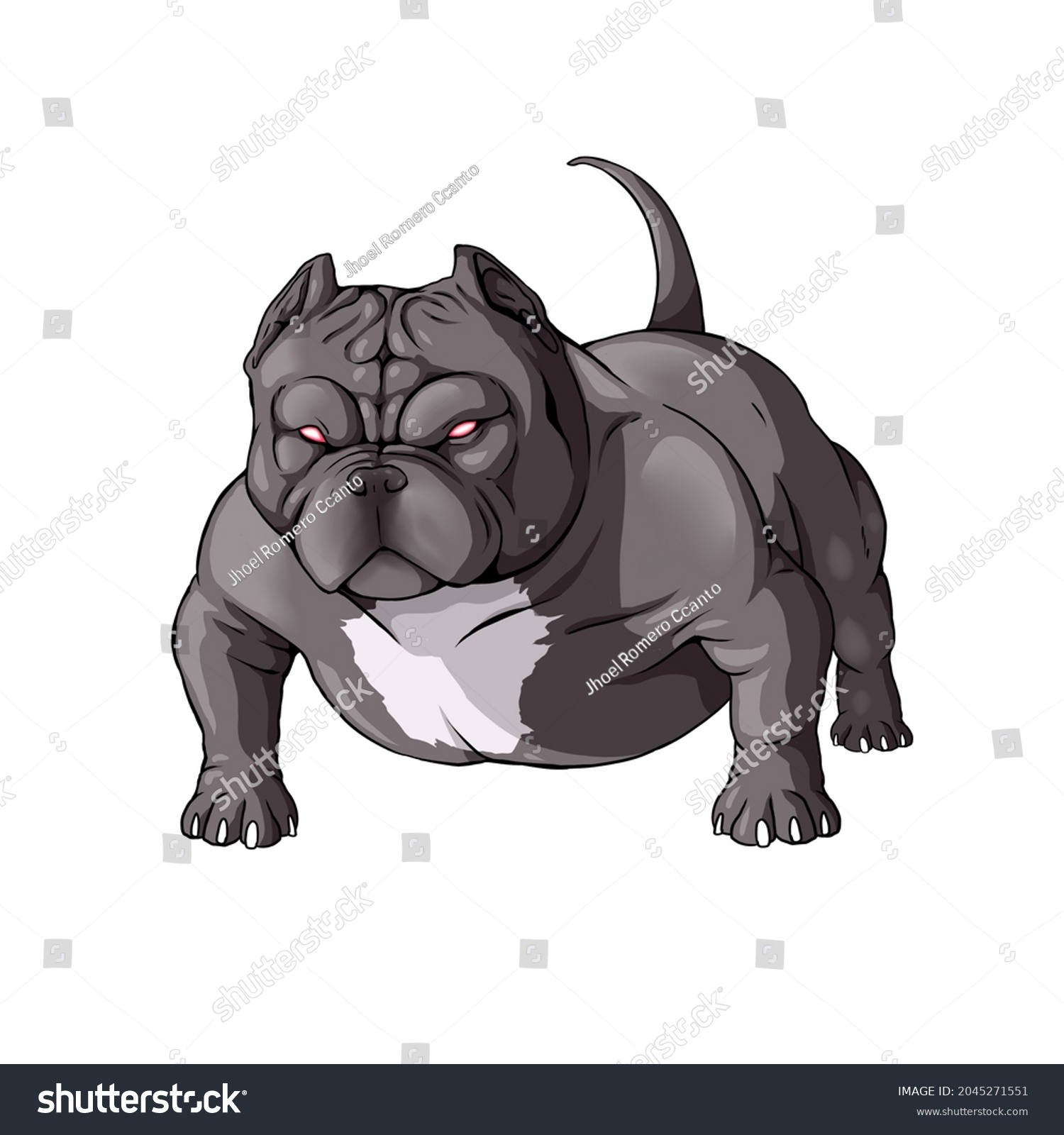 American Bully Dog Draw Pitbull Stock Illustration 2045271551