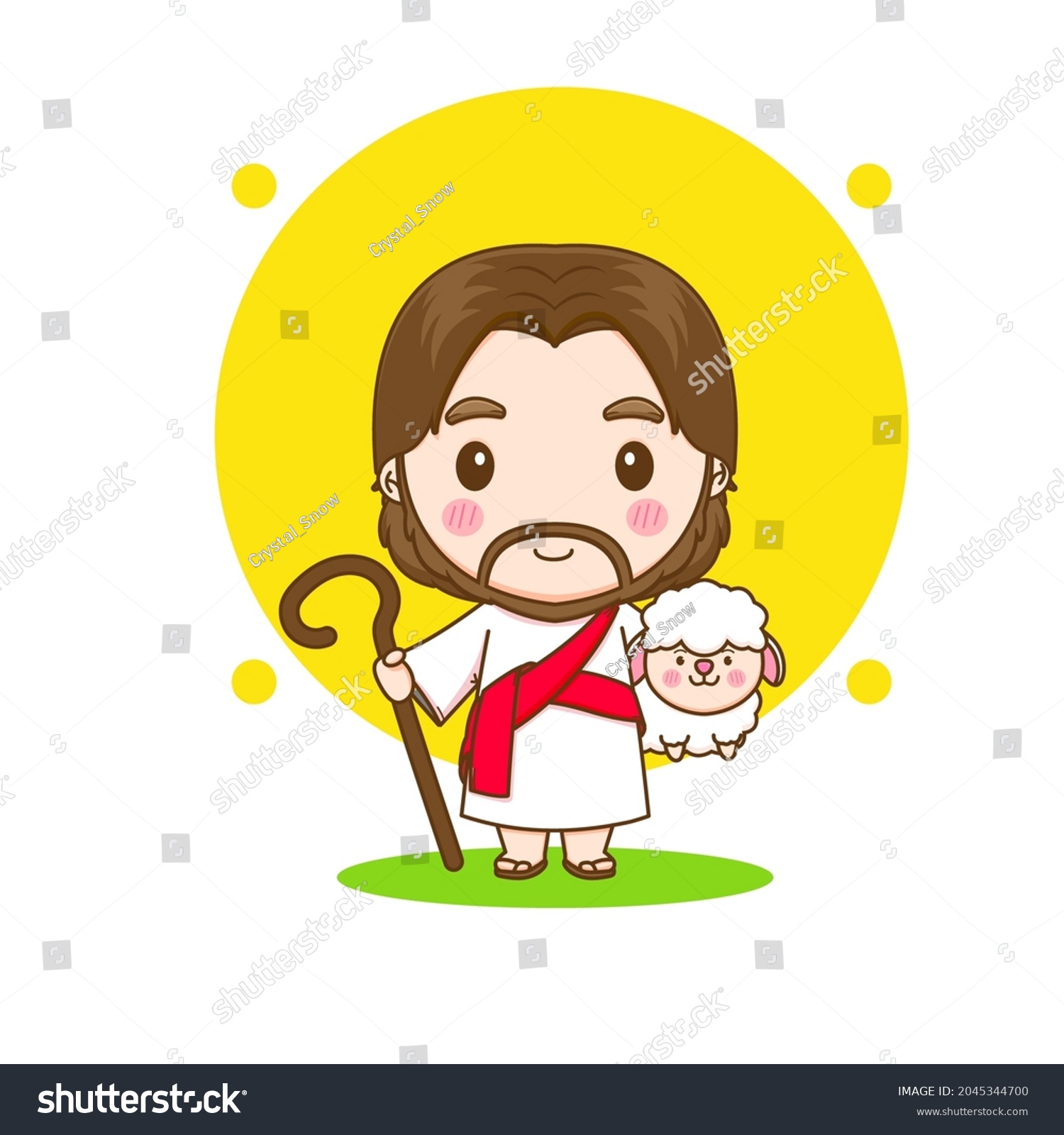 Jesus Christ Sheep Chibi Cartoon Character Stock Vector (Royalty Free ...