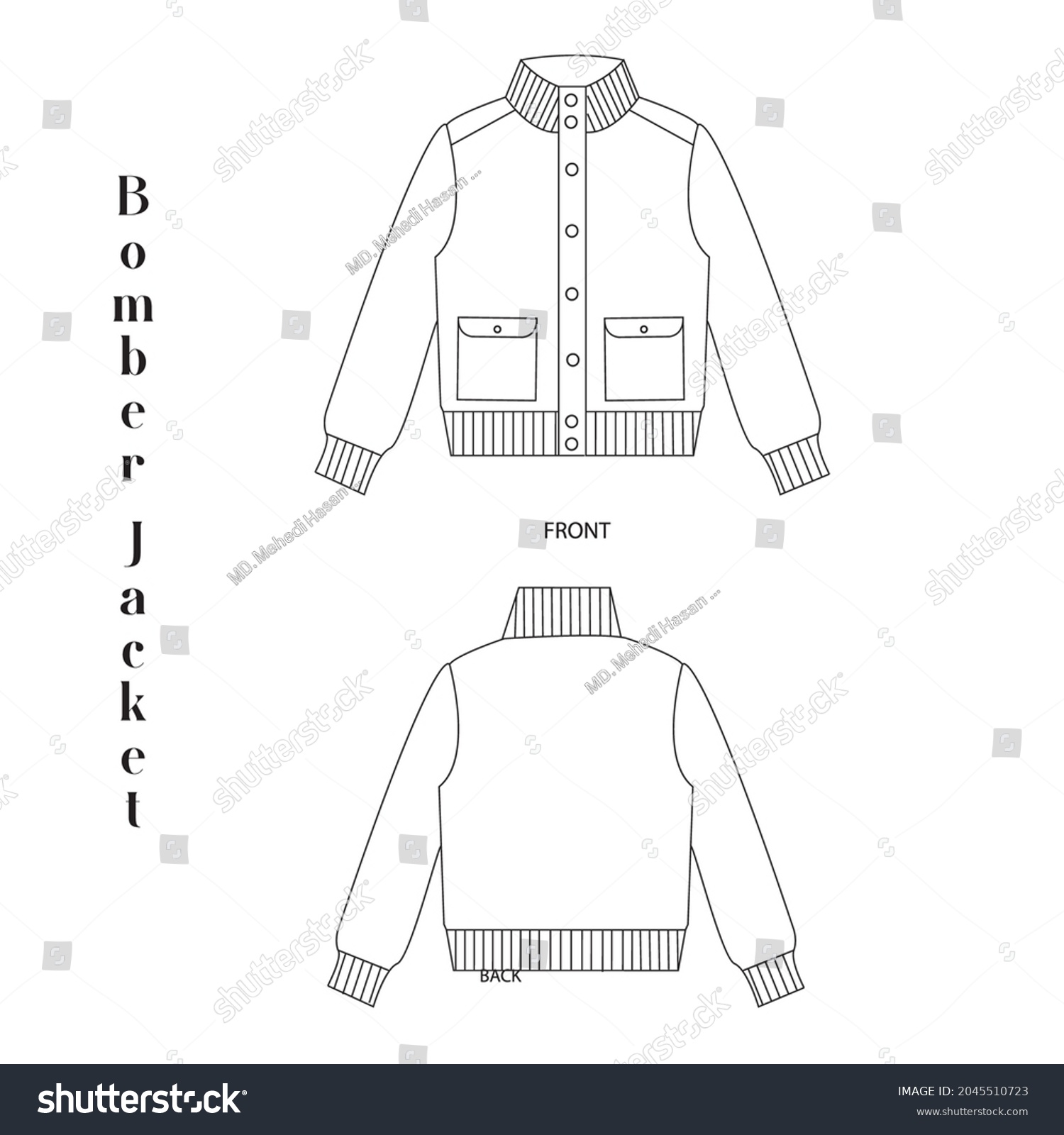 Bomber Jacket Artworkflat Sketch Artworkflat Sketch Stock Vector ...