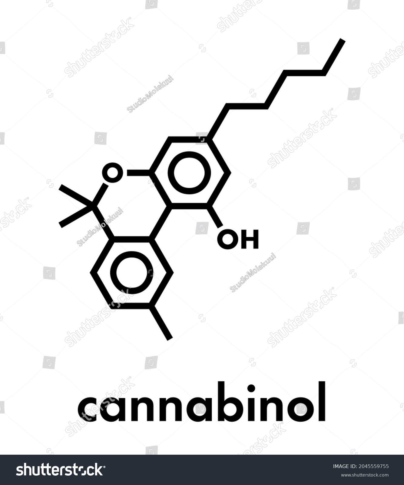 Cannabinol Cbn Cannabinoid Molecule Skeletal Formula Stock Vector ...