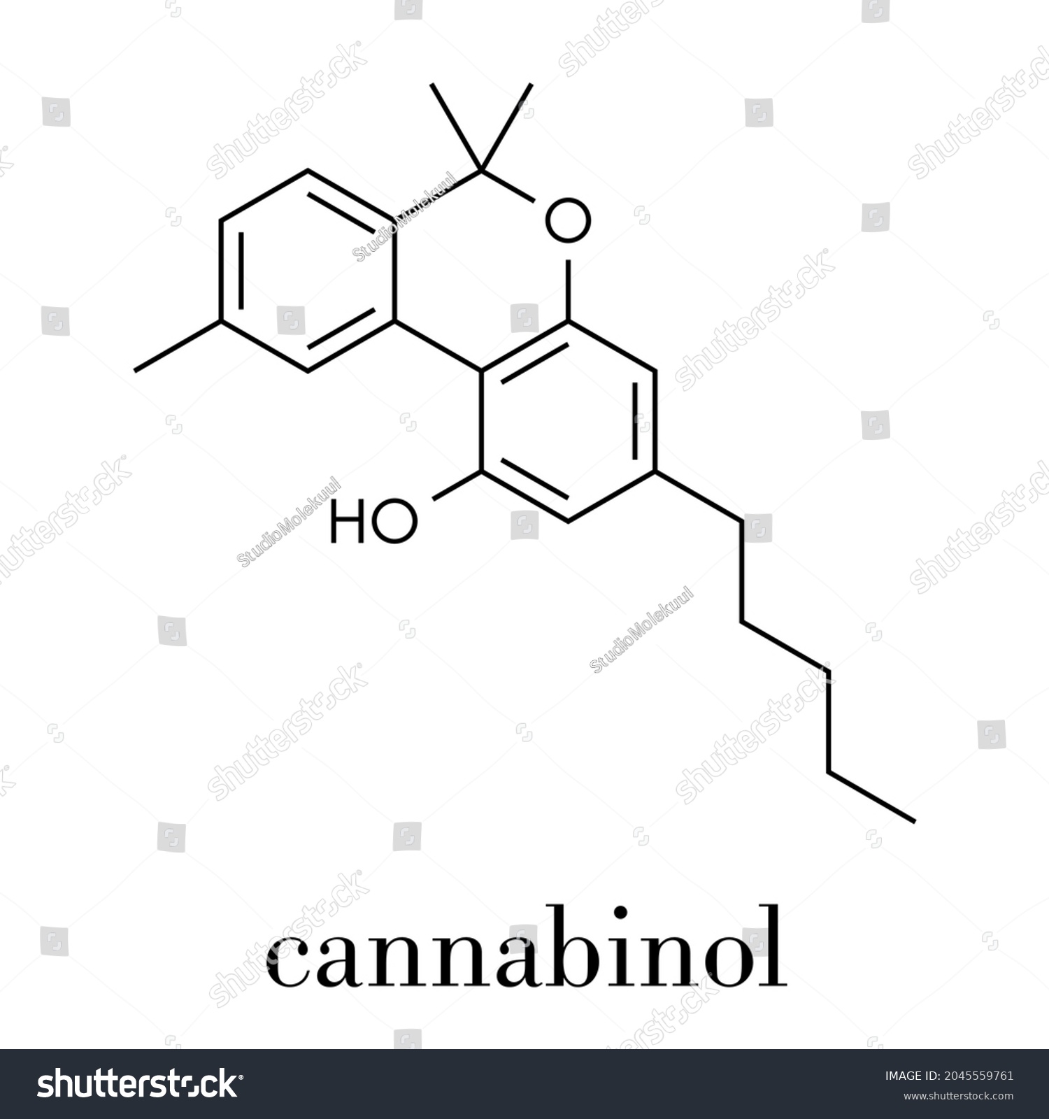 Cannabinol Cbn Cannabinoid Molecule Skeletal Formula Stock Vector ...