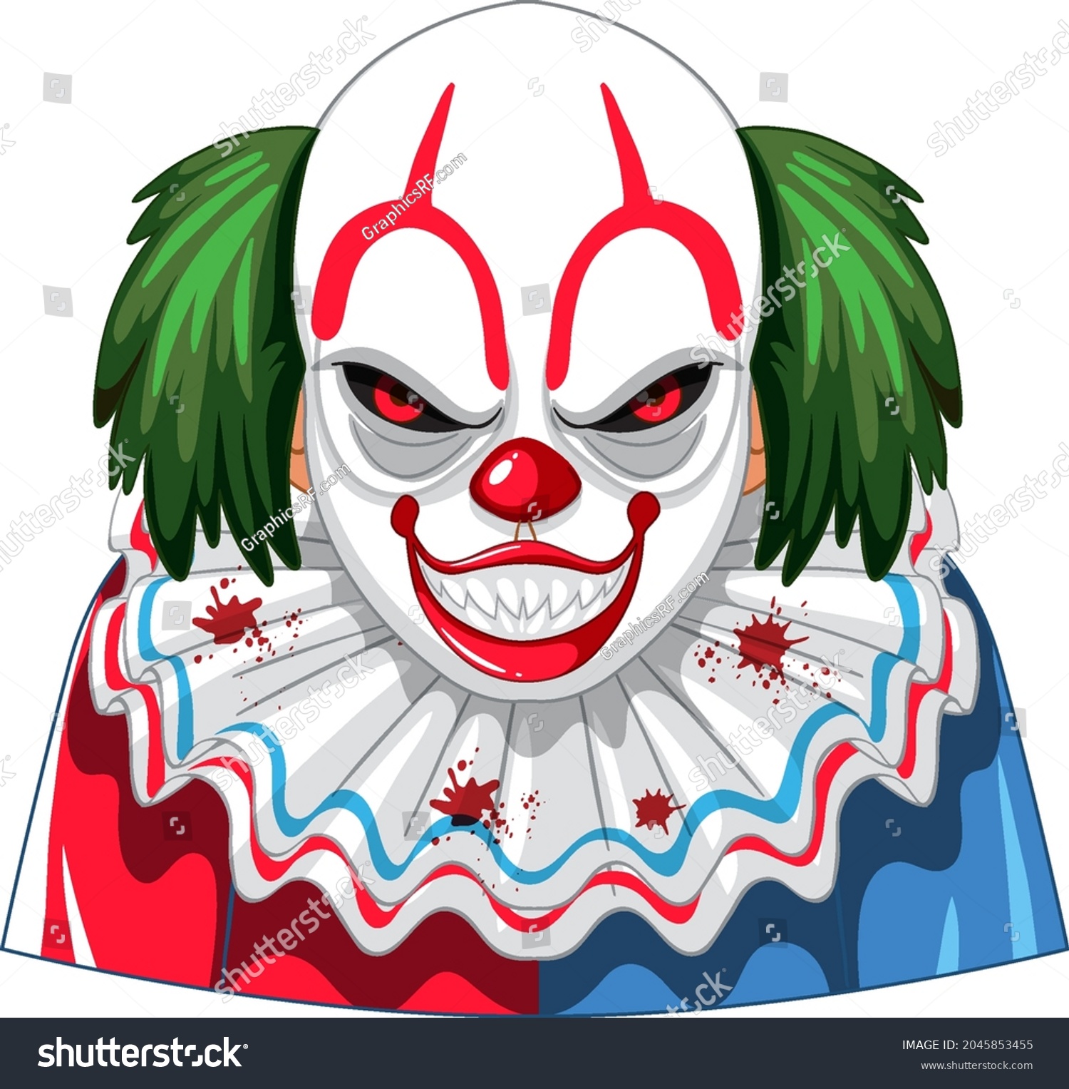 Creepy Clown Face On White Background Stock Vector (Royalty Free ...