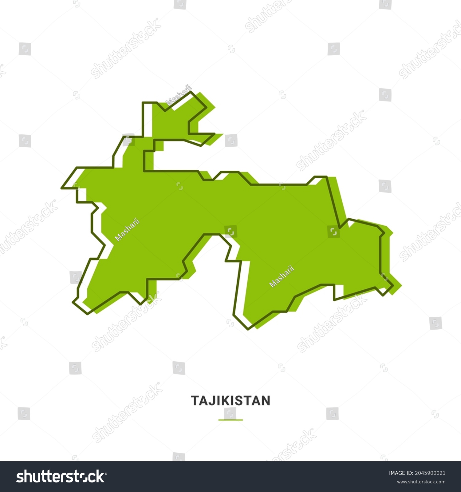 Tajikistan Outline Map Green Colour Modern Stock Vector Royalty Free   Stock Vector Tajikistan Outline Map With Green Colour Modern Simple Line Cartoon Design Eps Vector 2045900021 