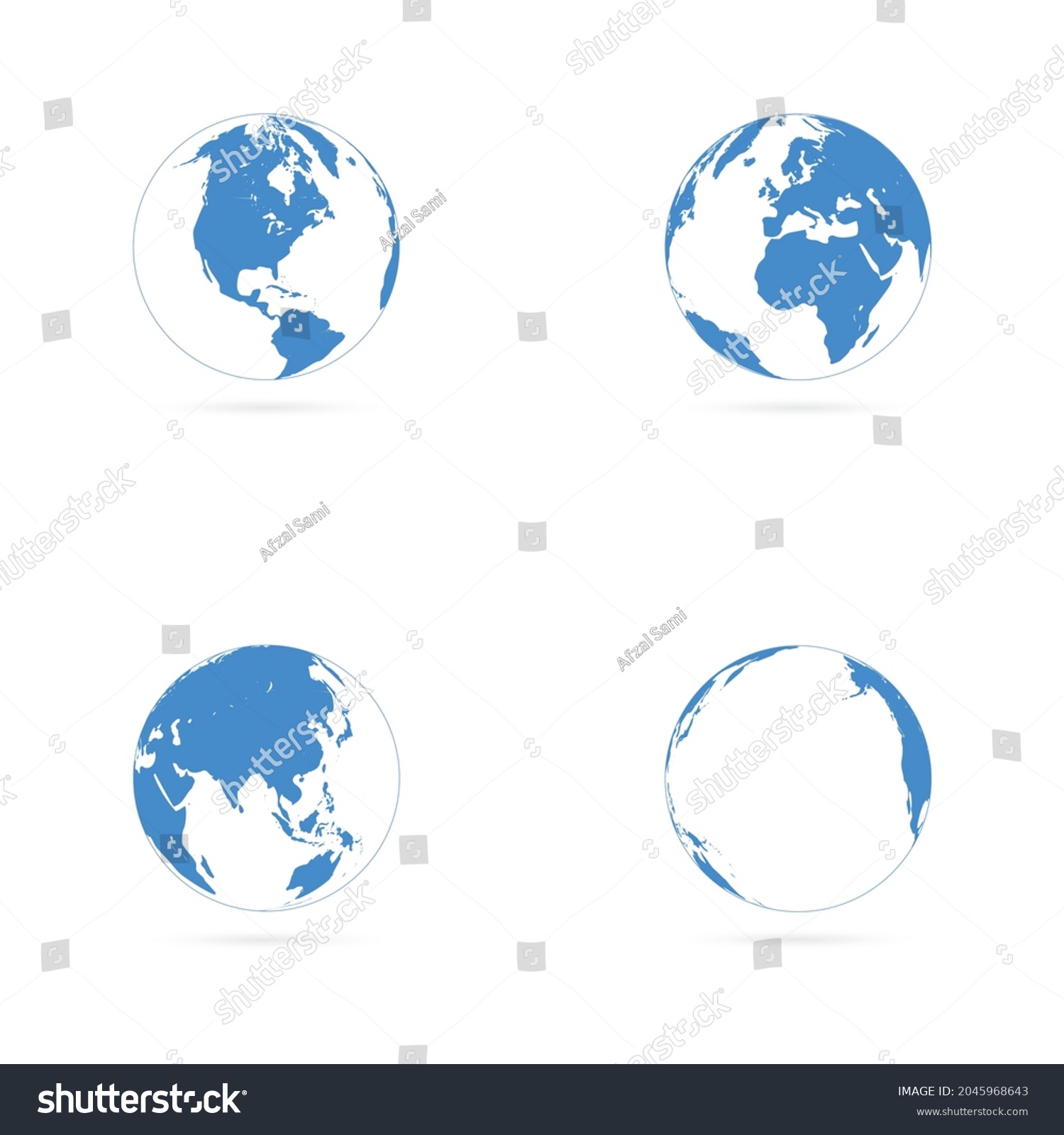 3d World Maps Primary Blue Color Stock Vector (Royalty Free) 2045968643 ...