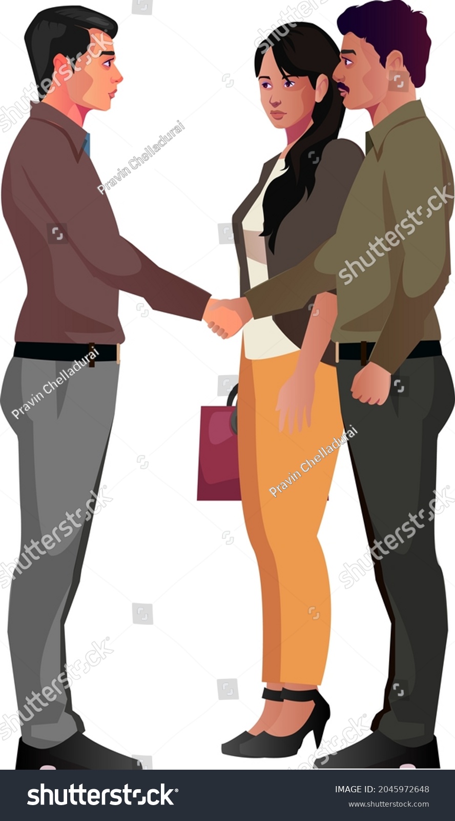 Business People Shaking Hands Finishing Meeting Stock Vector (royalty 