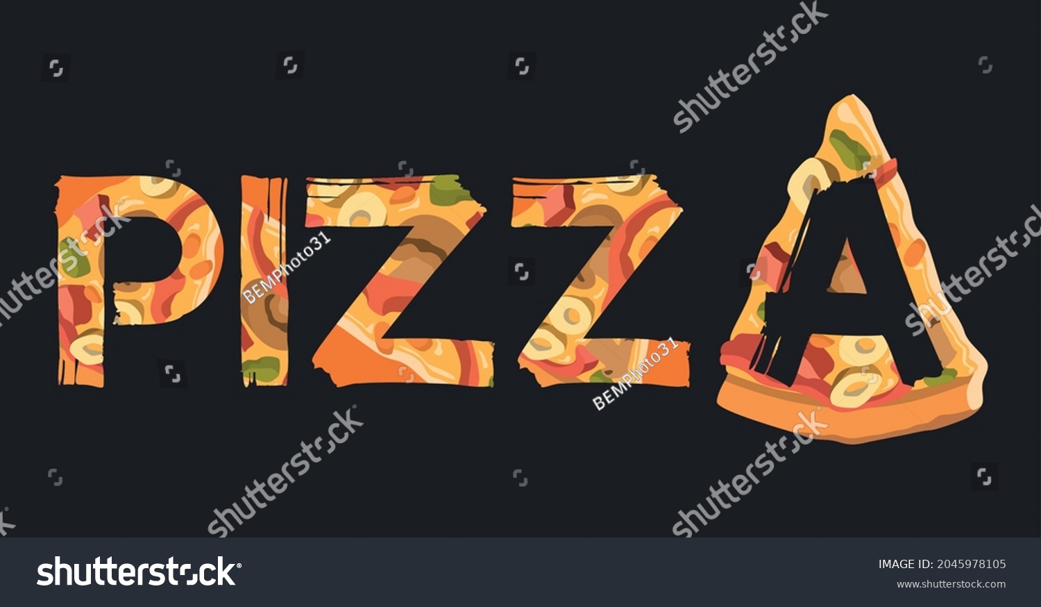 Word Pizza Stylized Stylish Logo Vector Stock Vector (Royalty Free ...