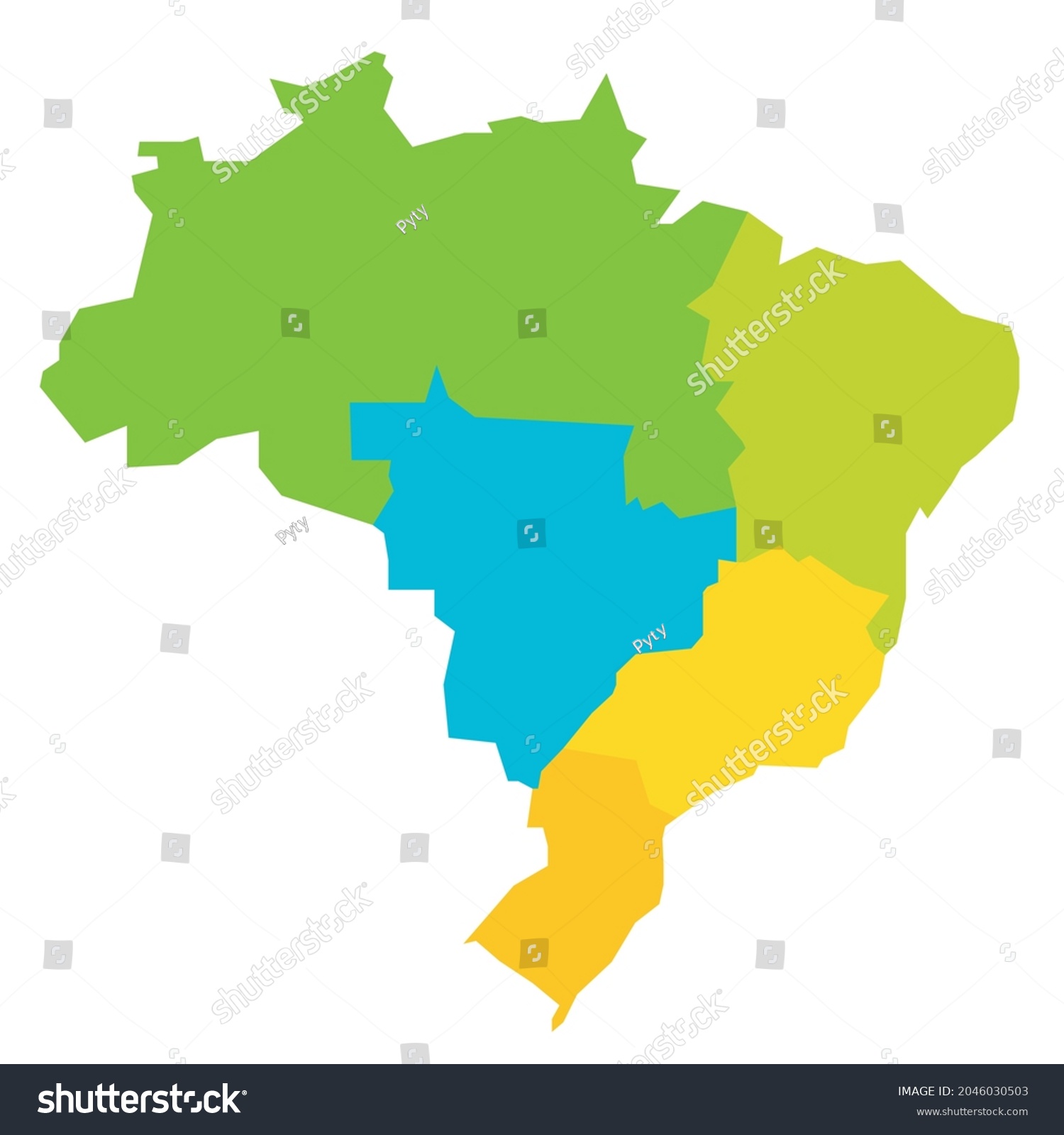 Colorful Political Map Brazil States Divide Stock Vector (Royalty Free ...